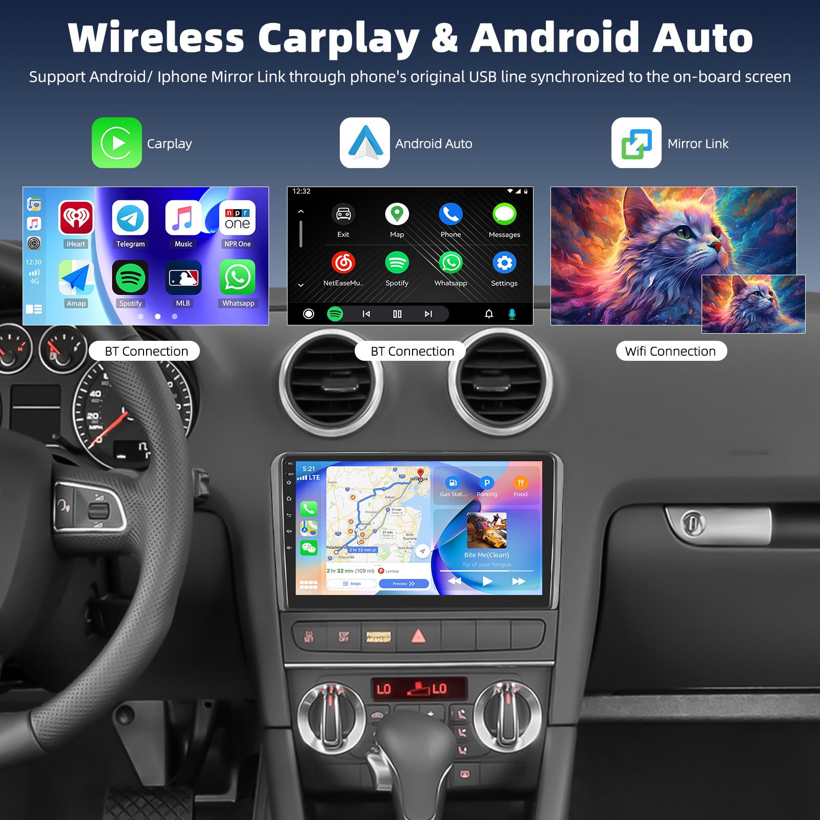 2G+64G CAECHO Android 12 Autoradio It Navi Für Audi A4 (B6/B7) S4 RS4