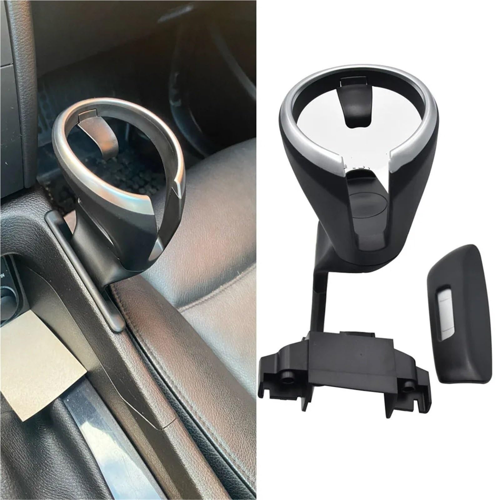 Ochrona Podłokietnika Uchwyt na kubek z przodu samochodu, uchwyt na kubek z wodą na tylnym siedzeniu, pasujący do BMW 135i 128i X1 E82 E84 E81 E87N Skórzana poduszka na podłokietniki(With Base)