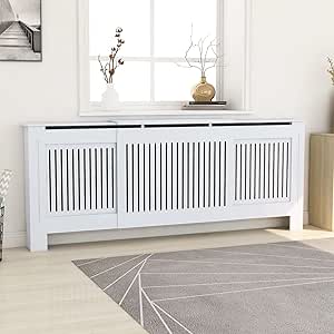 ECD Germany Copritermosifone MDF 112x19x82 Cm Rivestimento Del Radiatore Verniciato Nero - Foto 6