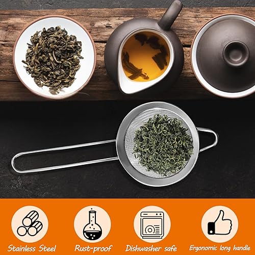 Miniatura 4 de Biaungdo 2 coladores de malla fina de 3.3 in3.3 pulgadas, colador de té de acero inoxidable, coladores de malla cónica para cóctel, café, alimentos,