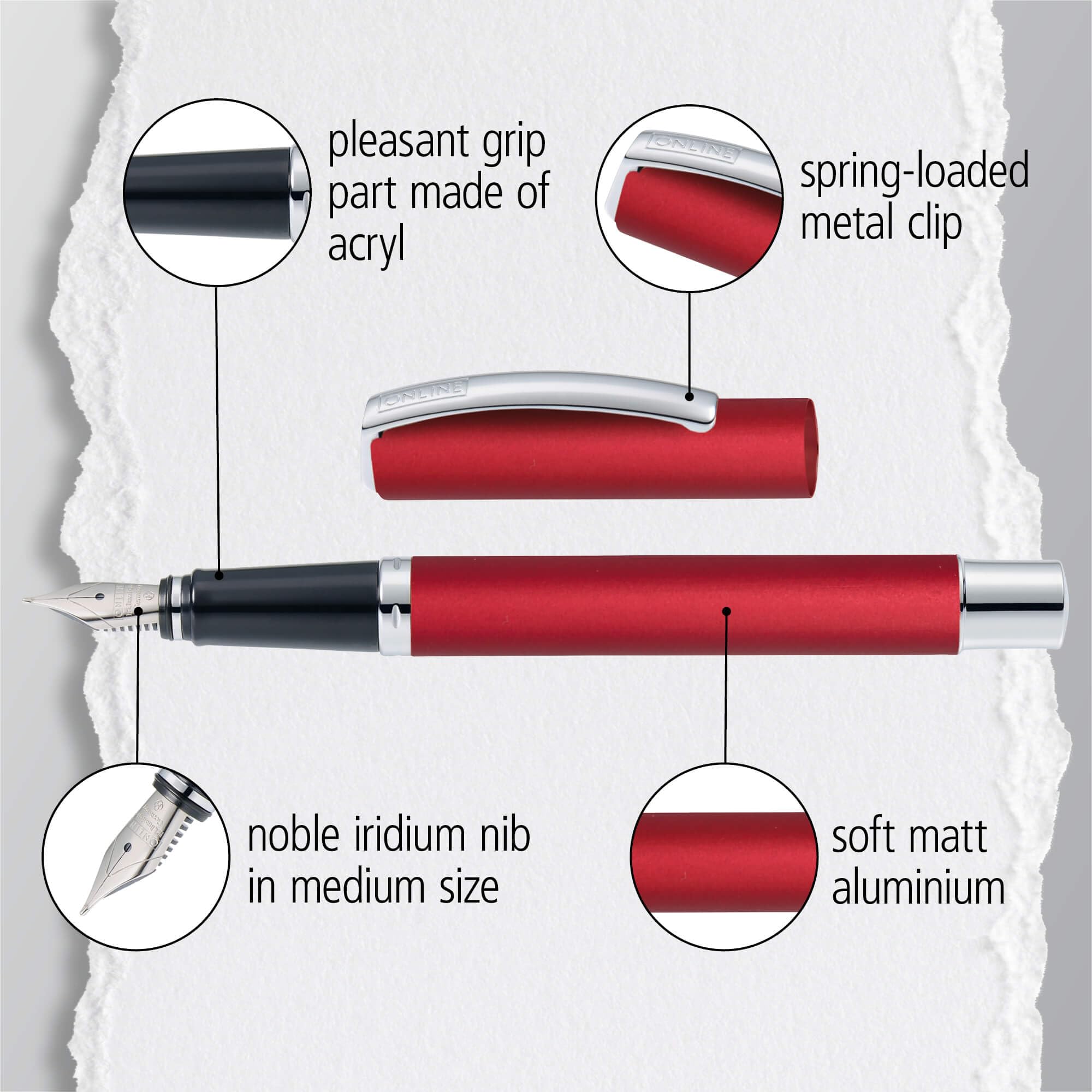 Online Fountain Pen Vision Red, Wild Berry - Image 4