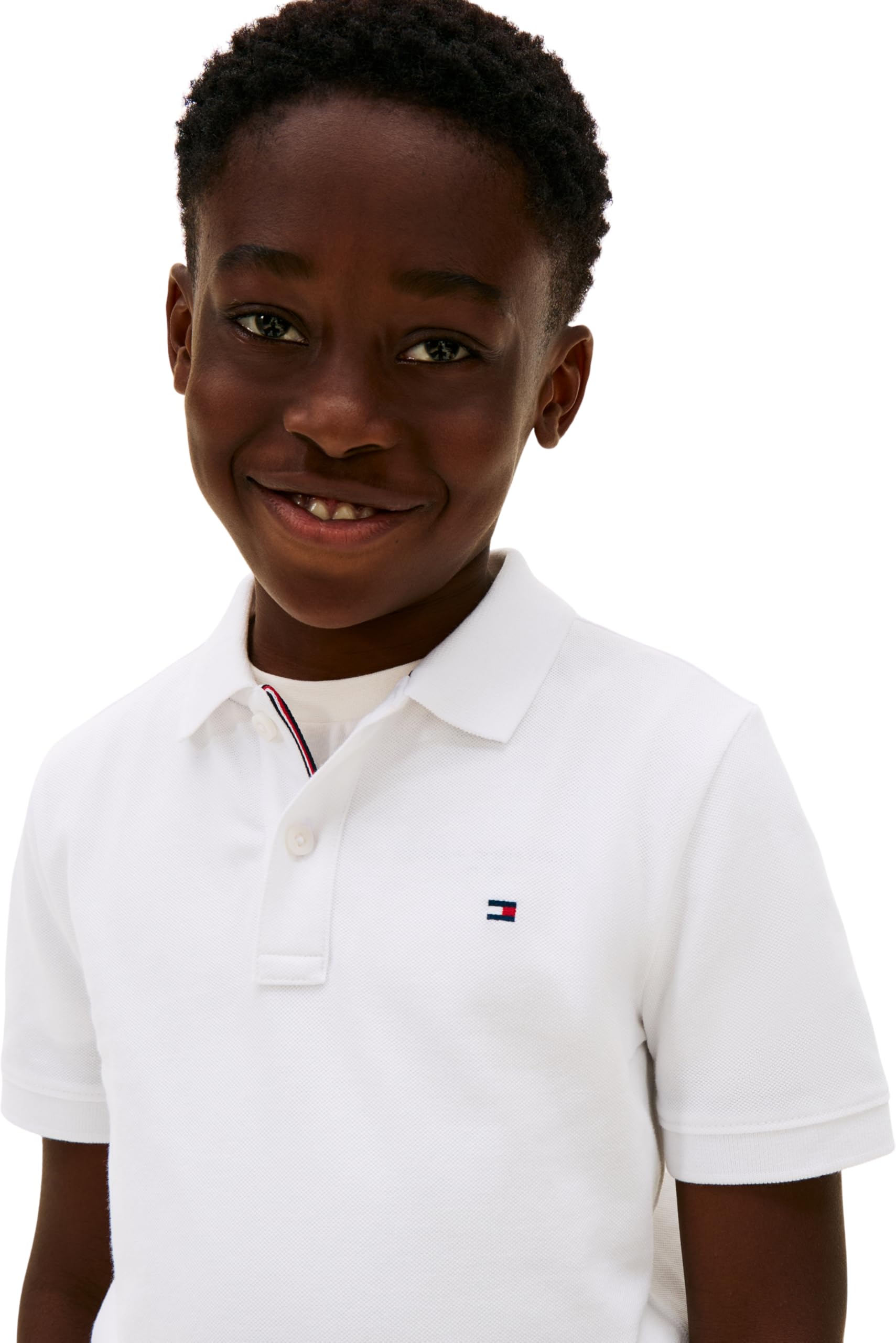Tommy Hilfiger Legacy Short Sleeve Pique Ivy Polo Shirt, Button Closure Polo Garçon