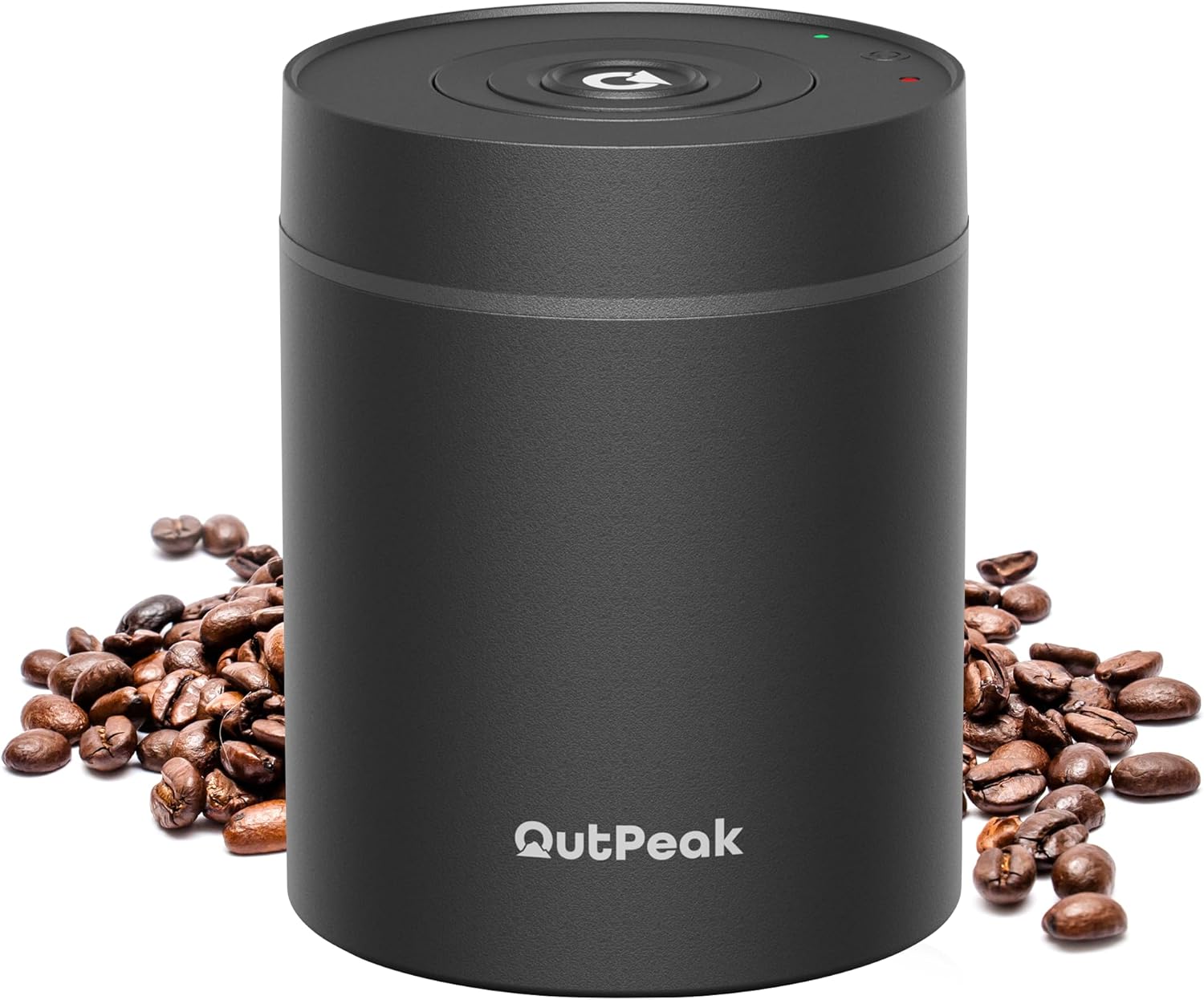 OUTPEAK Neo 2026 Auto Vacuum Coffee Canister, 0.75L Capacity for 8.8oz of Coffee Beans, One-Button Operation, Stainless Steel Food Storage Container with Scoop Black (Champion's Choice)