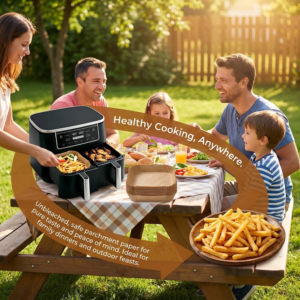 250pcs Air Fryer Liners Disposable for Dual Basket,Non-stick& Oil-proof