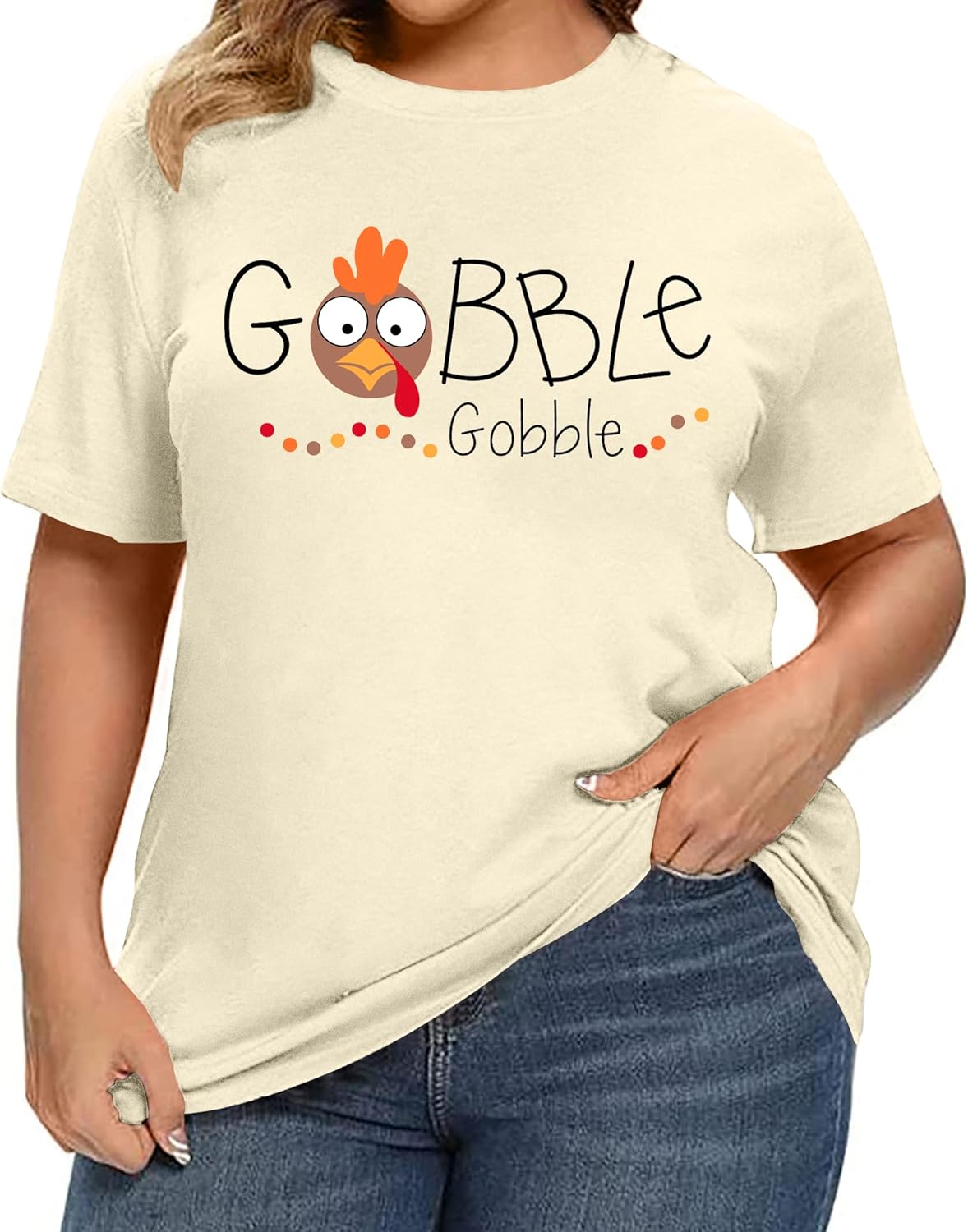 Plus Size Thanksgiving Shirts for Women Gobble Till You Wobble Shirt Turkey Tshirt Thankful Tops - Image 2