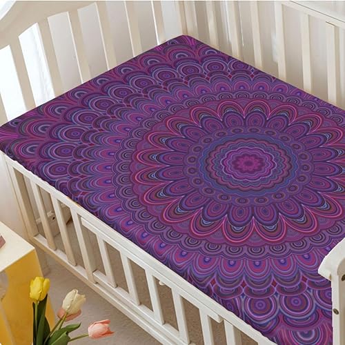 Miniatura 3 de Sábana bajera ajustable para cuna con temática de berenjena, sábana bajera estándar para cuna para niño o niña, 28 x 52 pulgadas, color morado