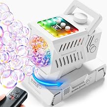 SHCKE Bubble Machine with Remote Control, Auto Rotation & 11 RGB Lights
