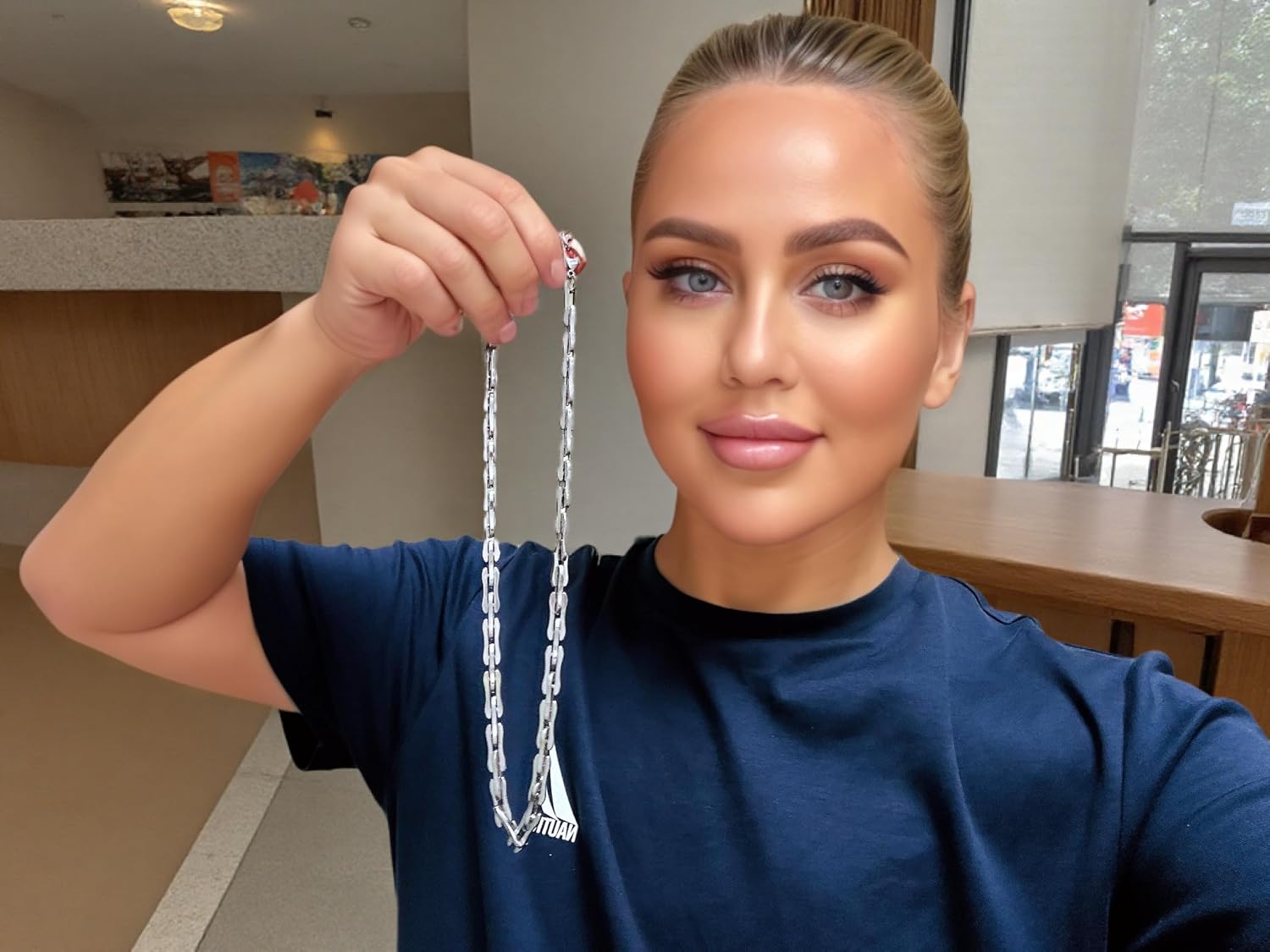 ROWIN&CO Chunky Paperclip Link Necklace 8MM Diamond Cut 925 Sterling Silver/Black/Blue/Rainbow Stainless Steel Chain Choker for Women Men Trendy Hip Hop Gifts16-30 Inches - Image 4