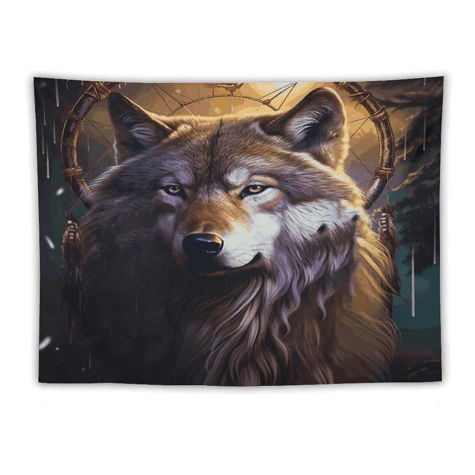 LDGSUPH Wolves And Dream Catchers Tapestry Wall Hanging Decor Anti-fading Aesthetic Wall Tapestries Fashion Wall Blanket Decor Modern Wall Art Tapestry for Bedroom Home Decor 60"x80"