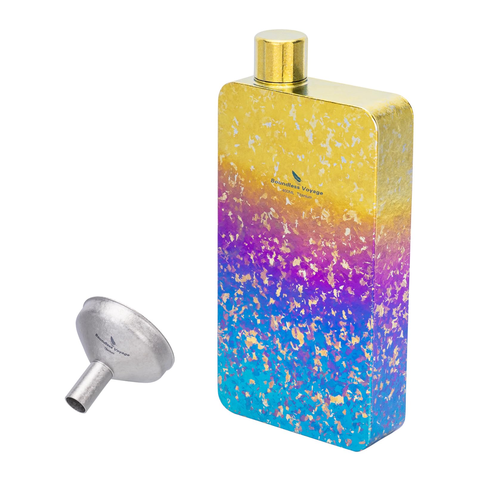 iBasingo 400ml Titanium Flask with Funnel for Liquor, Colorful Ti3267&3070D
