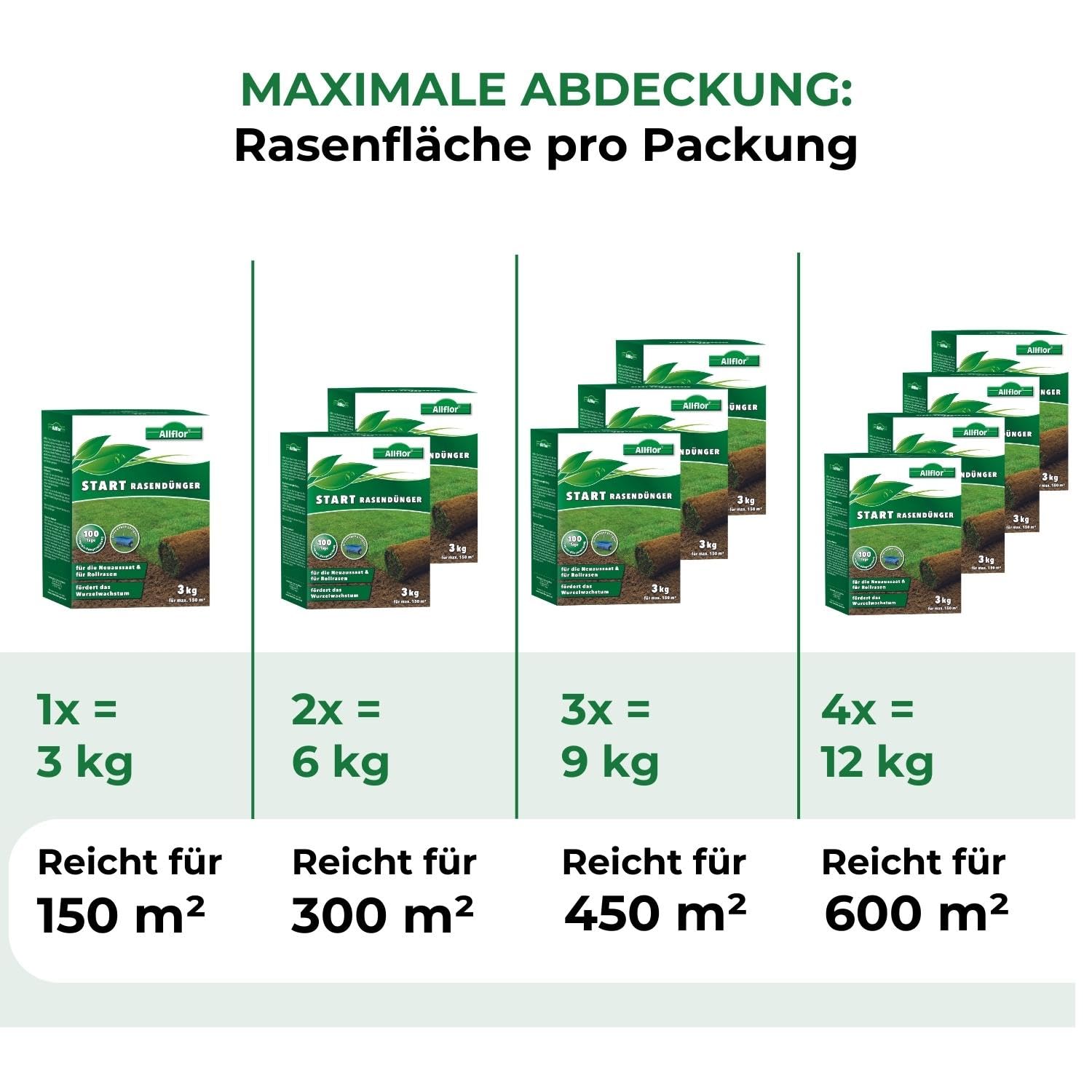 Allflor Start-Rasendnger 1 x 3 kg I Fr die Neuaussaat & Rollrasen I  Rasendnger streuwagenfhig in der Faltschachtel I Mit optimaler  Nhrstoffkombination fr starke Wurzeln I Fr ca. 150m : Amazon.de: Garten