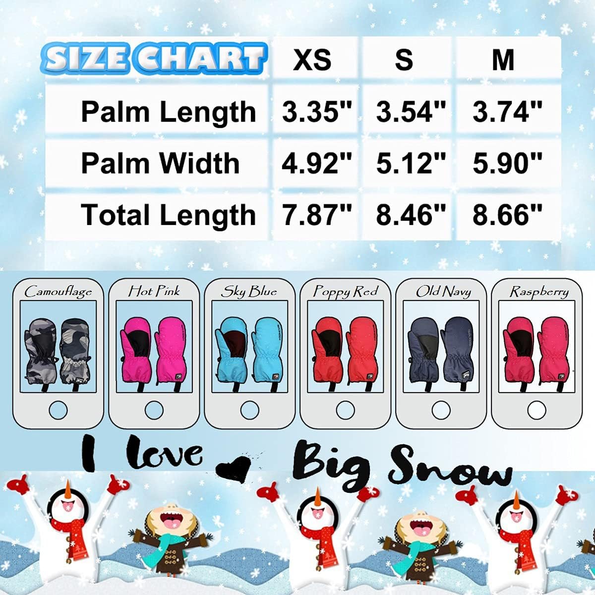 HIGHCAMP Kids Winter Waterproof Ski Snow Mittens Warm with Zipper for Toddler Boys Girls : Clothing, Shoes & Jewelry