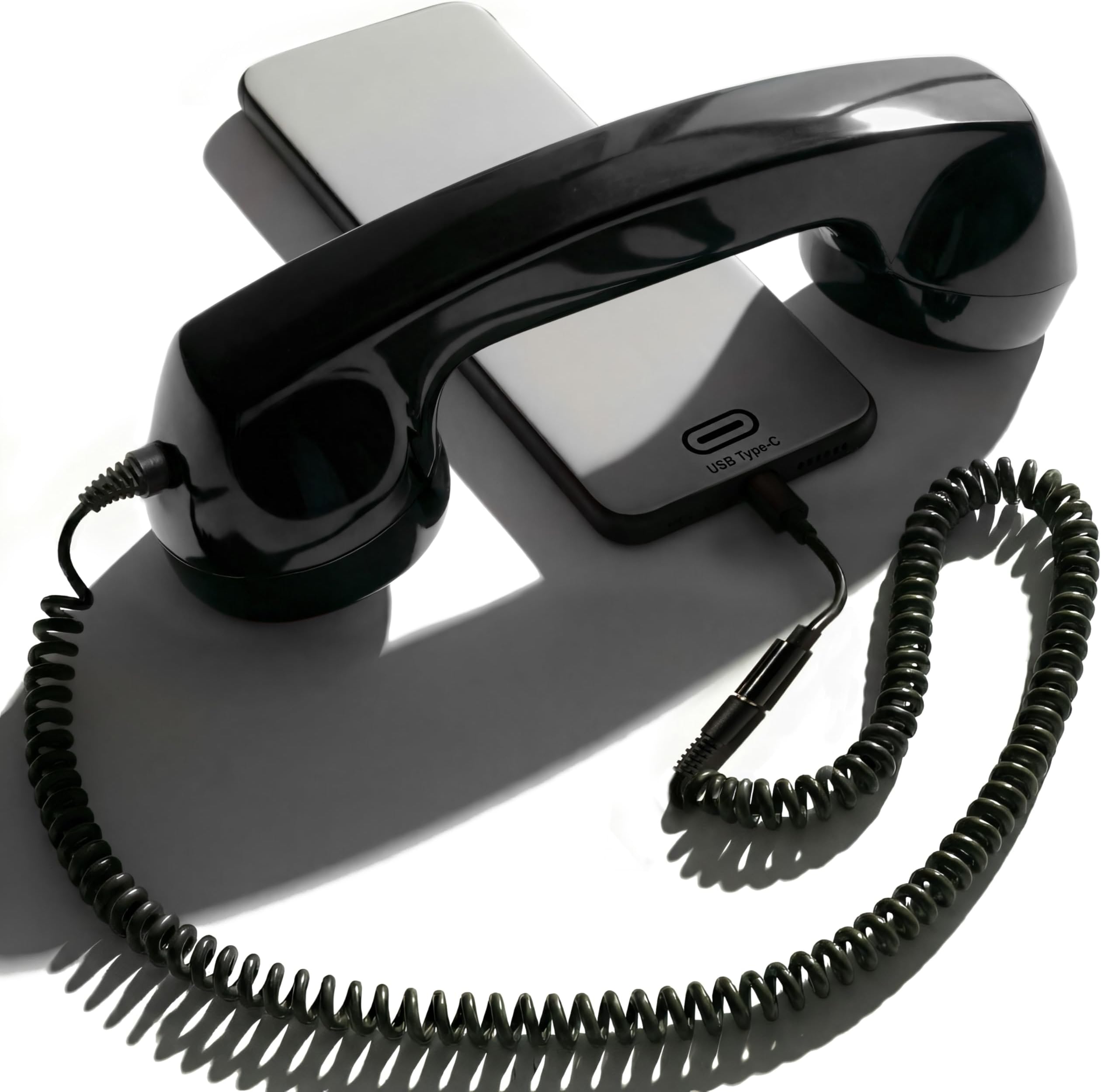 Opis 60s Micro - Retro Mobile Phone handset for Android Smartphones, Tablets, notebooks and Mobile Phones in The Shape of a Classic Telephone Receiver (Black)