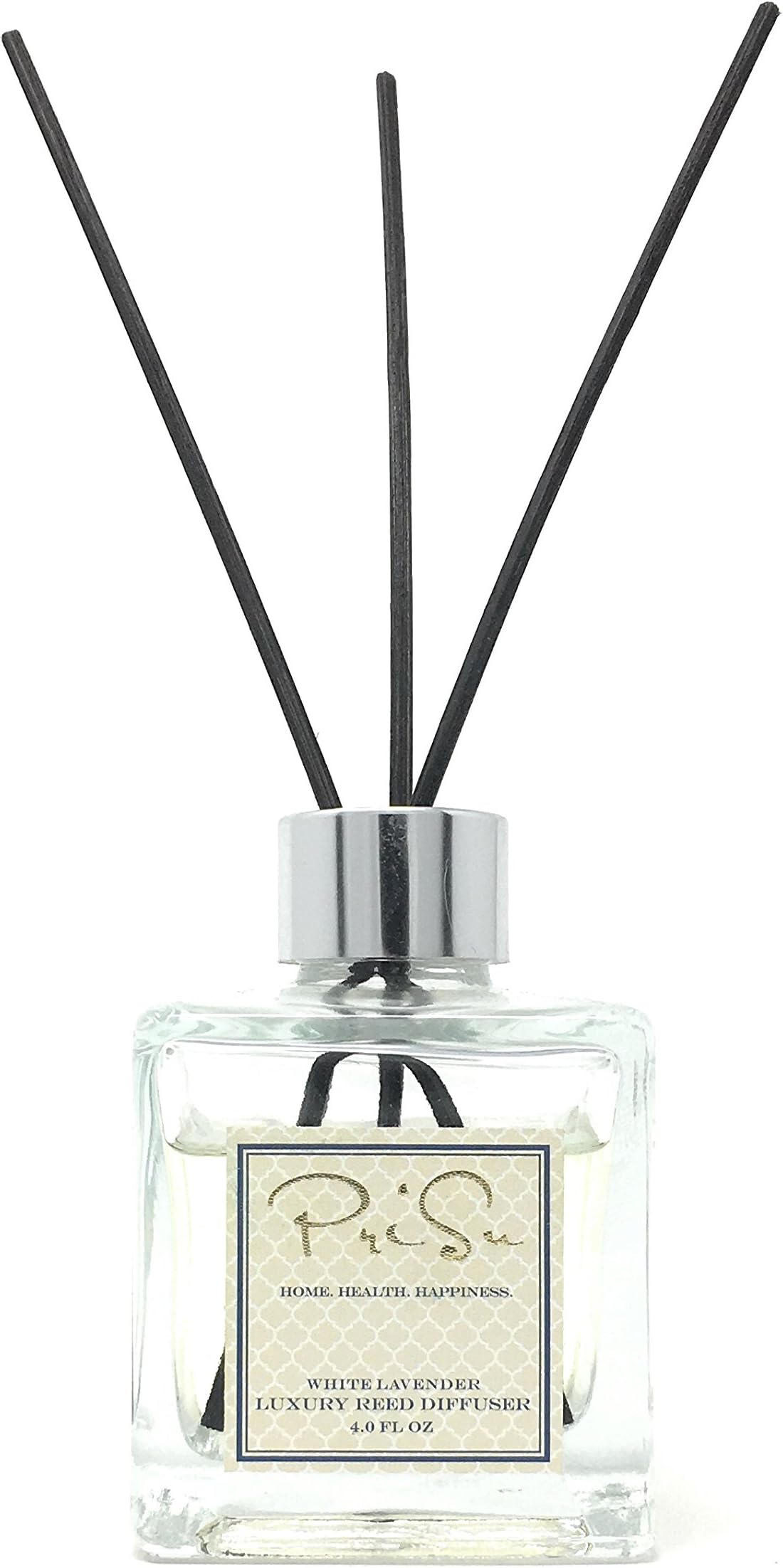 PriSu Reed Diffuser White Lavender Essential Oil Aromatherapy Scent Home Room Fragrance Sticks 4oz