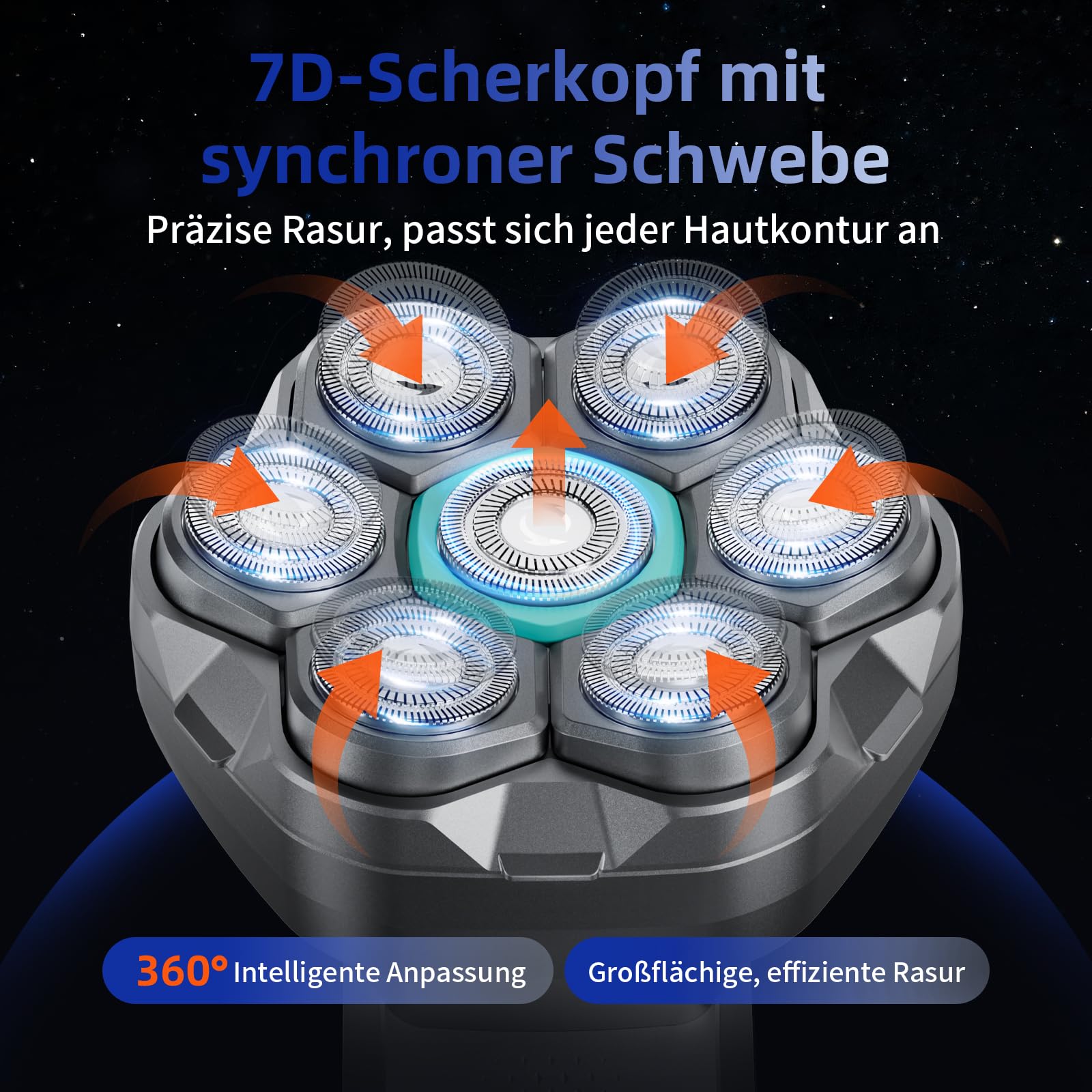 Glatzen Rasierer Herren, kensen Glatzenrasierer 7D Schwebender Kopfrasierer Glatze Wasserdicht Head Shaver Men Magnetische Glatzenschneider Wiederaufladbar Typ-C Glazenrasierer 8100&8600U/Min