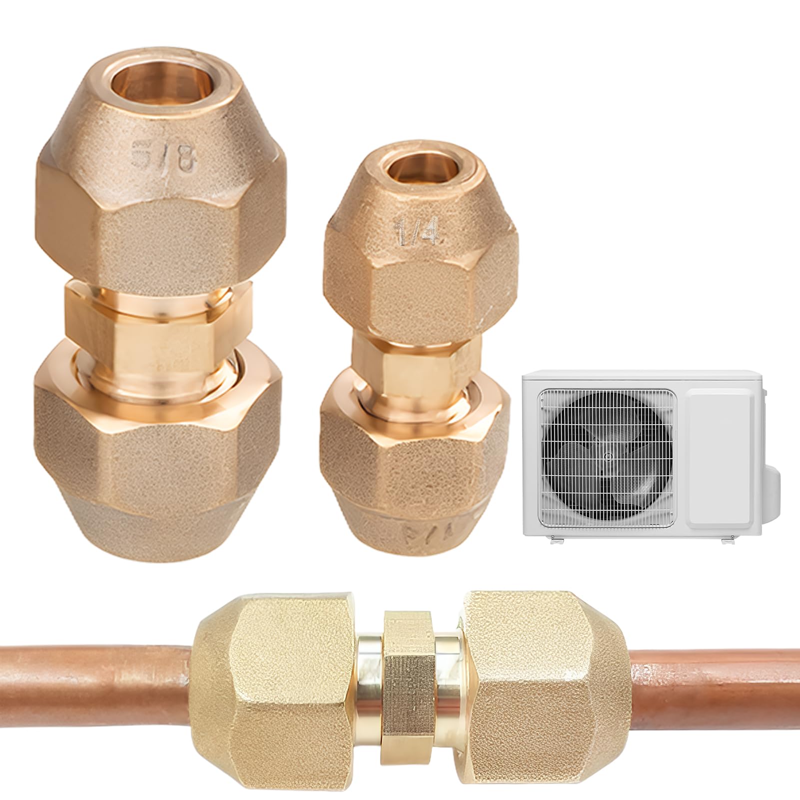 Set di prolunga per tubi di climatizzazione, 2 pezzi, collegamento tubo di rame di alta qualità per tubi refrigeranti 1/4 e 5/8, ideale per l'installazione e la riparazione di condizionatori d'aria