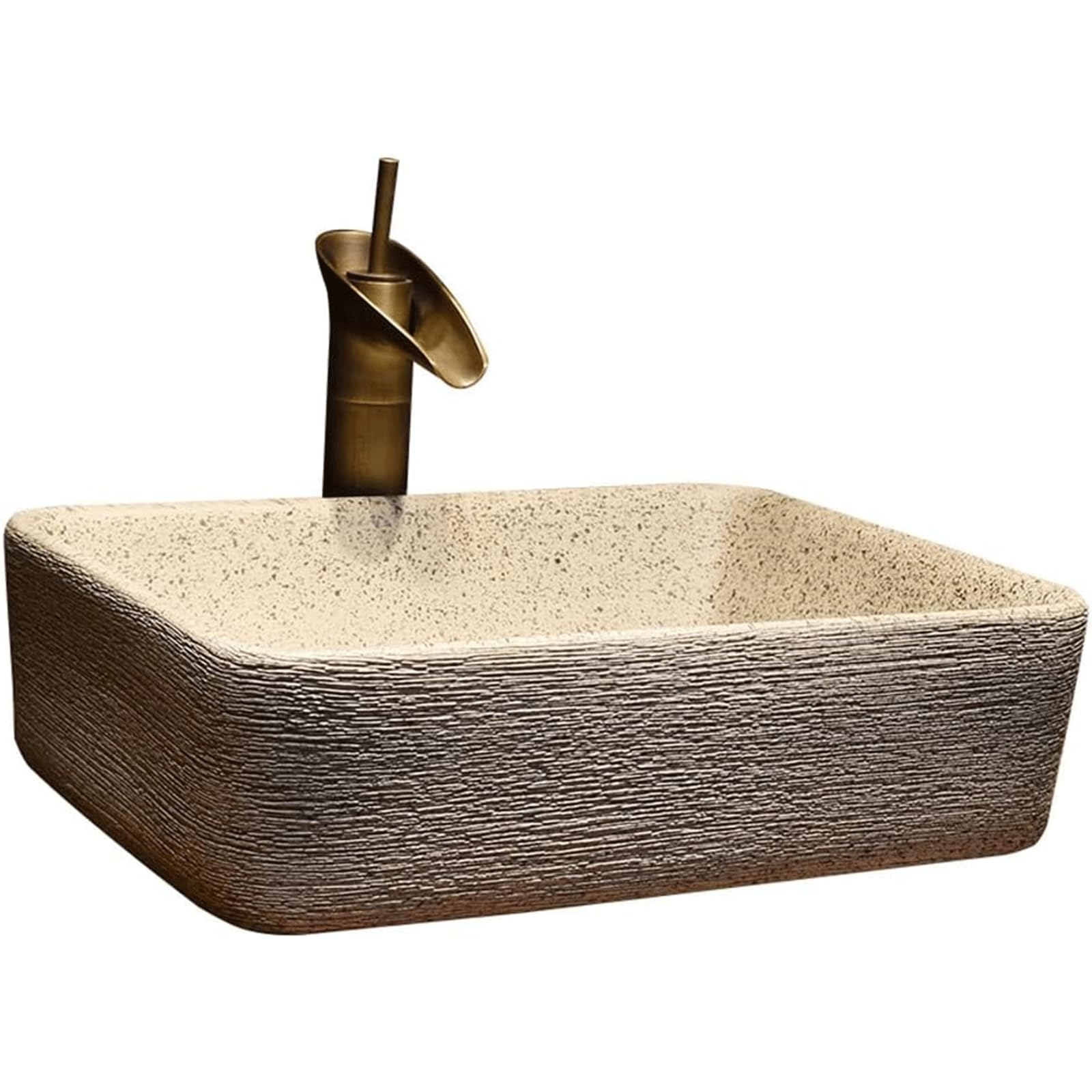 SBCGFY Retro Ceramic Rectangular Above Counter Vessel Sink For Bathroom - Stylish Countertop Washbasin With Faucet & Drain Combo, Perfect For Modern Homes