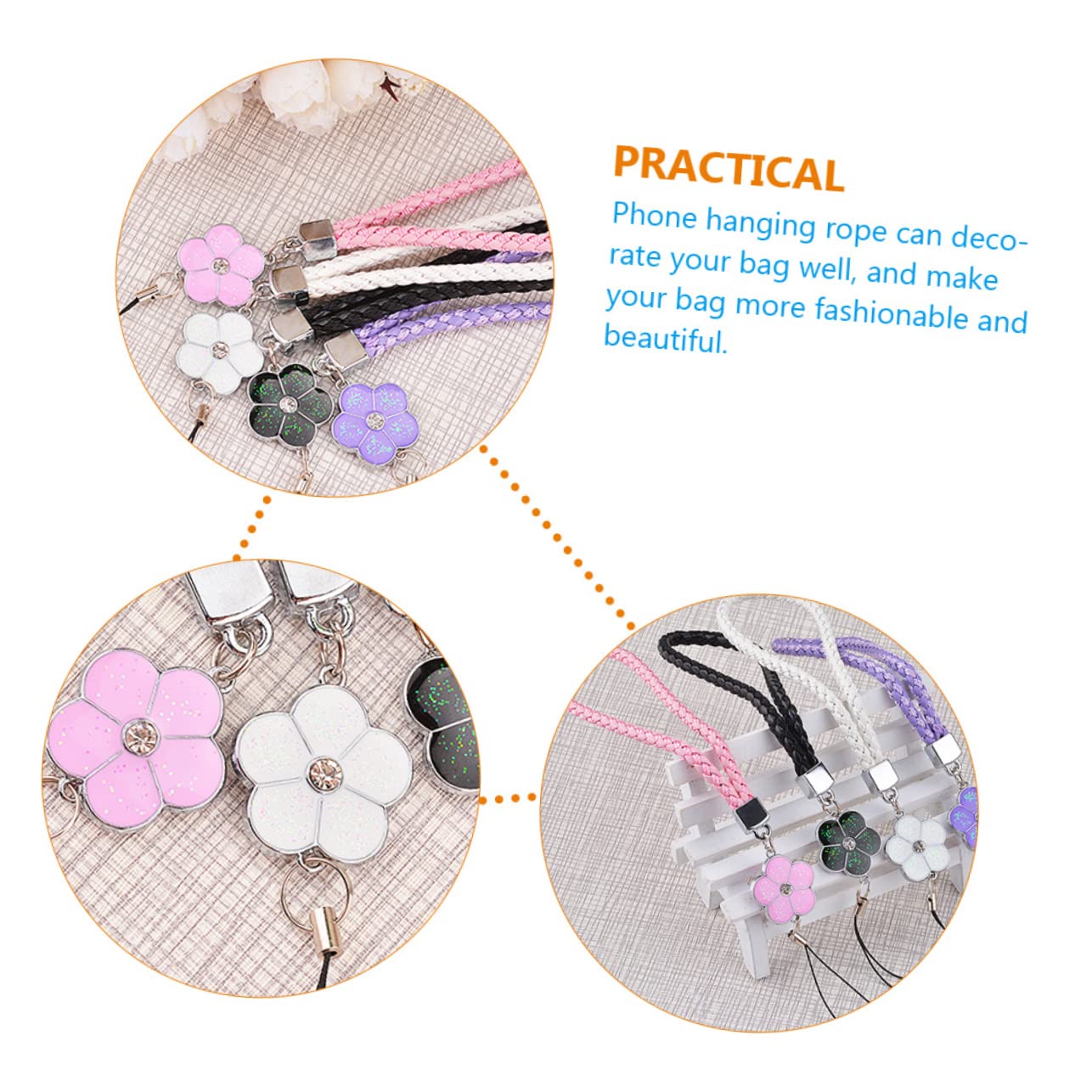 Operitacx Cuerda Antipérdida Para Teléfono Móvil Lanyard De Pu Elegantes Para Llaveros Y Decoración De Bolsos 4 Piezas X 5