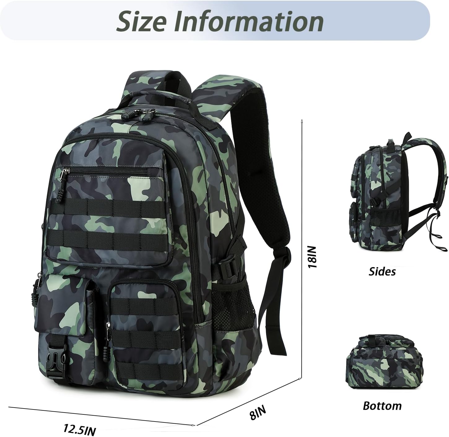 Backpack Boys School Bookbag Kids Teens Elementary Middle 18in (green)
