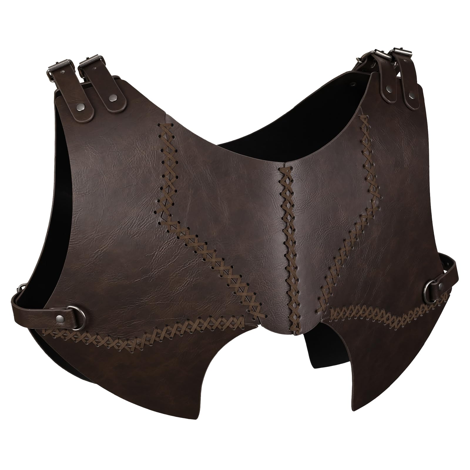 HiiFeuer Armure de poitrine médiévale en faux cuir, Retro Mercenary Knight Archer Body Armor, Armure de poitrine ajustable pour costume LARP& Ren Faire