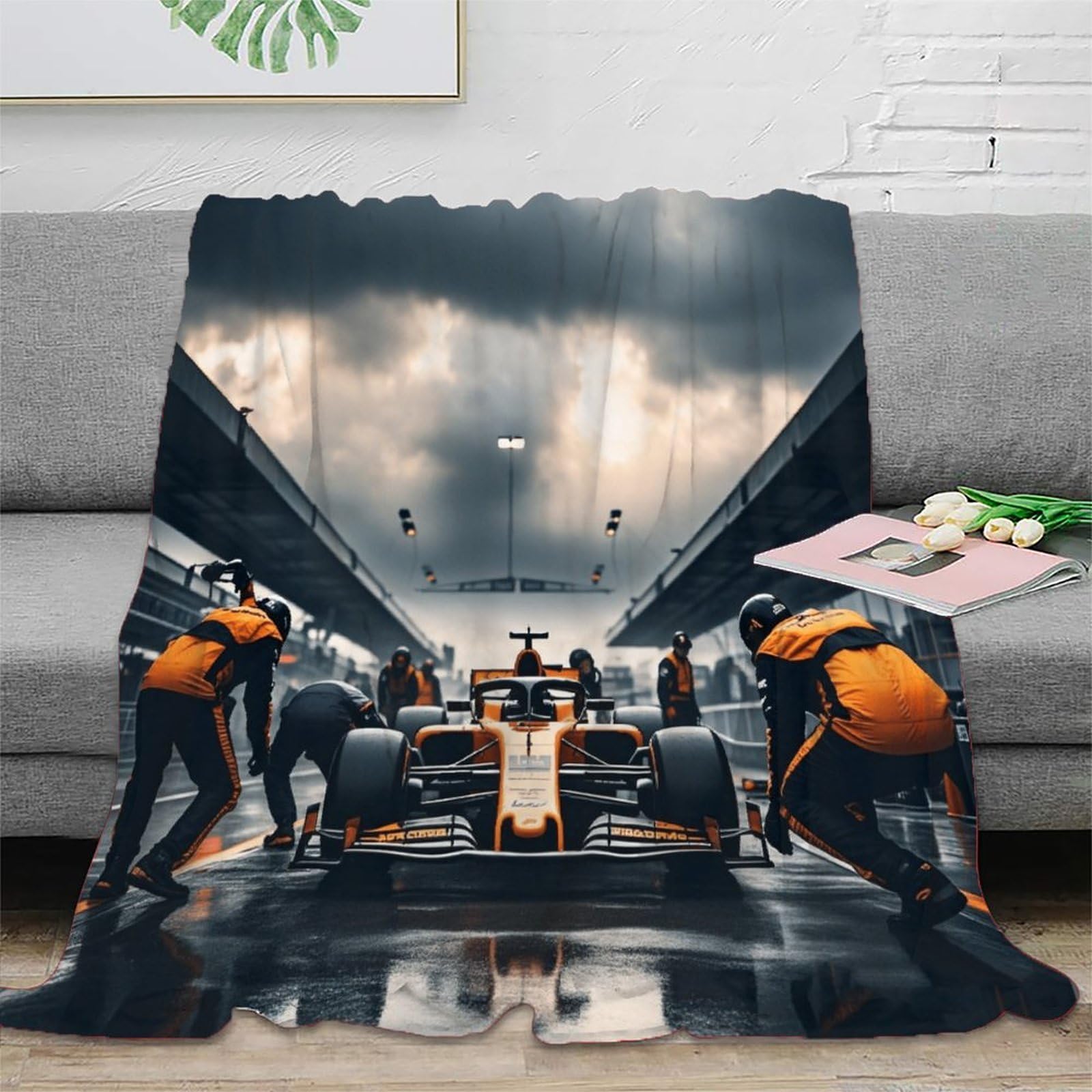 Formulaa Racing Przytulny koc wełniany, 200 x 230 cm, biały, puszysty, miękki, ciepły koc Sherpa na kanapę, do salonu, na zimę/jesień