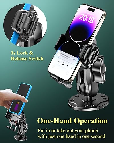 Miniatura 4 de BRCOVAN Soporte antirrobo para teléfono con amortiguador de vibraciones compatible con cámara bloqueo y liberación 1s con base redonda de aluminio y