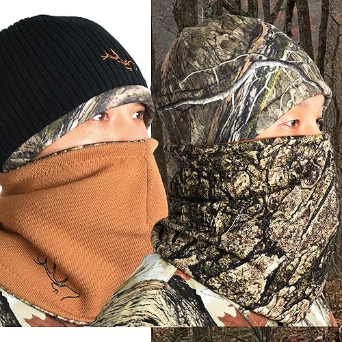 Miniatura 6 de EDTREK Gorro reversible de forro polar resistente al viento, cálido sombrero de invierno para caza, pesca, campamento en clima frío