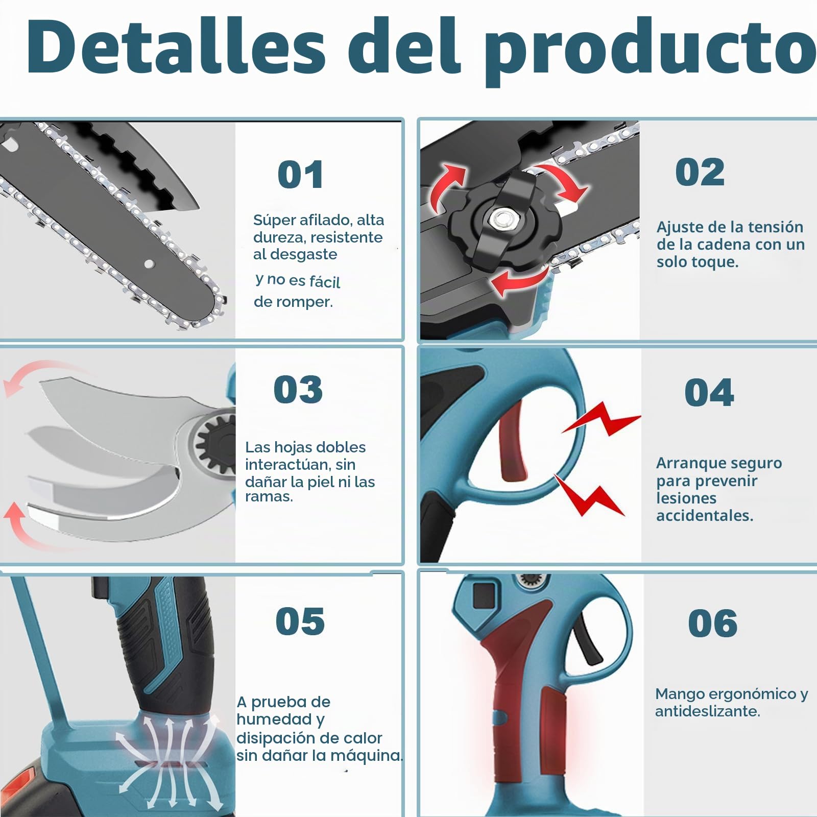 Tijeras de Podar Electricas Inalámbricas y Motosierra Electricas con Asta Telescópica de 128 a 248 cm, 4 en 1 podadora de altura con 2 baterías de 4,0 Ah (Con barra extraíble)