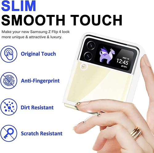 Miniatura 5 de Miimall Funda para Samsung Galaxy Z Flip 4, funda Z Flip 4 con protector de pantalla de lujo transparente chapado en PC antiarañazos, funda