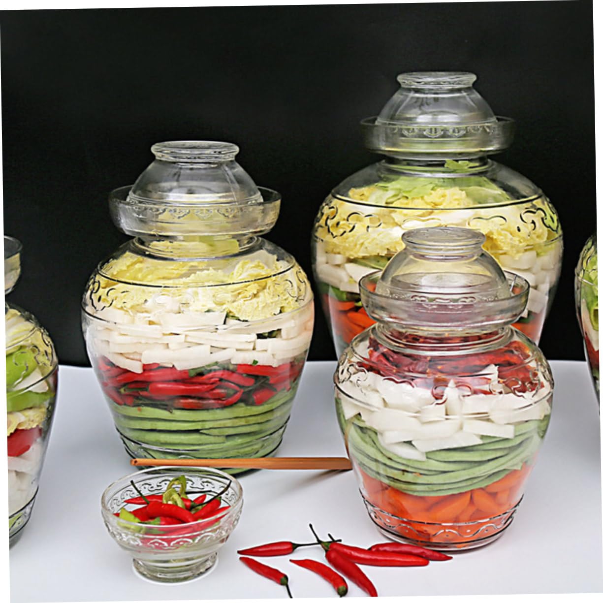Gärglas für Lebensmittel 2,5l aus Glas mit Breitem Mund und Leichter Sicht für Gemüse Fermentieren und Sauerkrautbehälter im Haushalt
