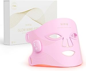 Red Light Therapy for Face, Wireless LED Face Glow Mask with 850nm Near-Infrared Red Light (NIR) Therapy Device, Rechargeable Portable Design for Home & Travel (Pink)