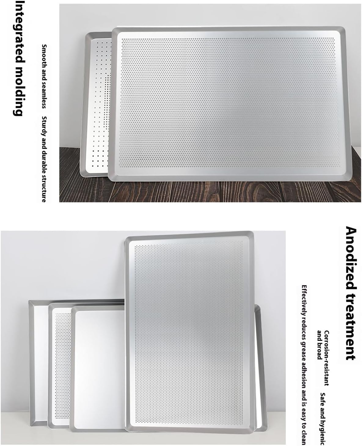 Anodized Aluminum Heavy Duty Roasting Rack With Nonstick Coating 60x40cm Round Corner Baking Sheet Rustproof Bakeware Food Grade Aluminum Baking Sheet