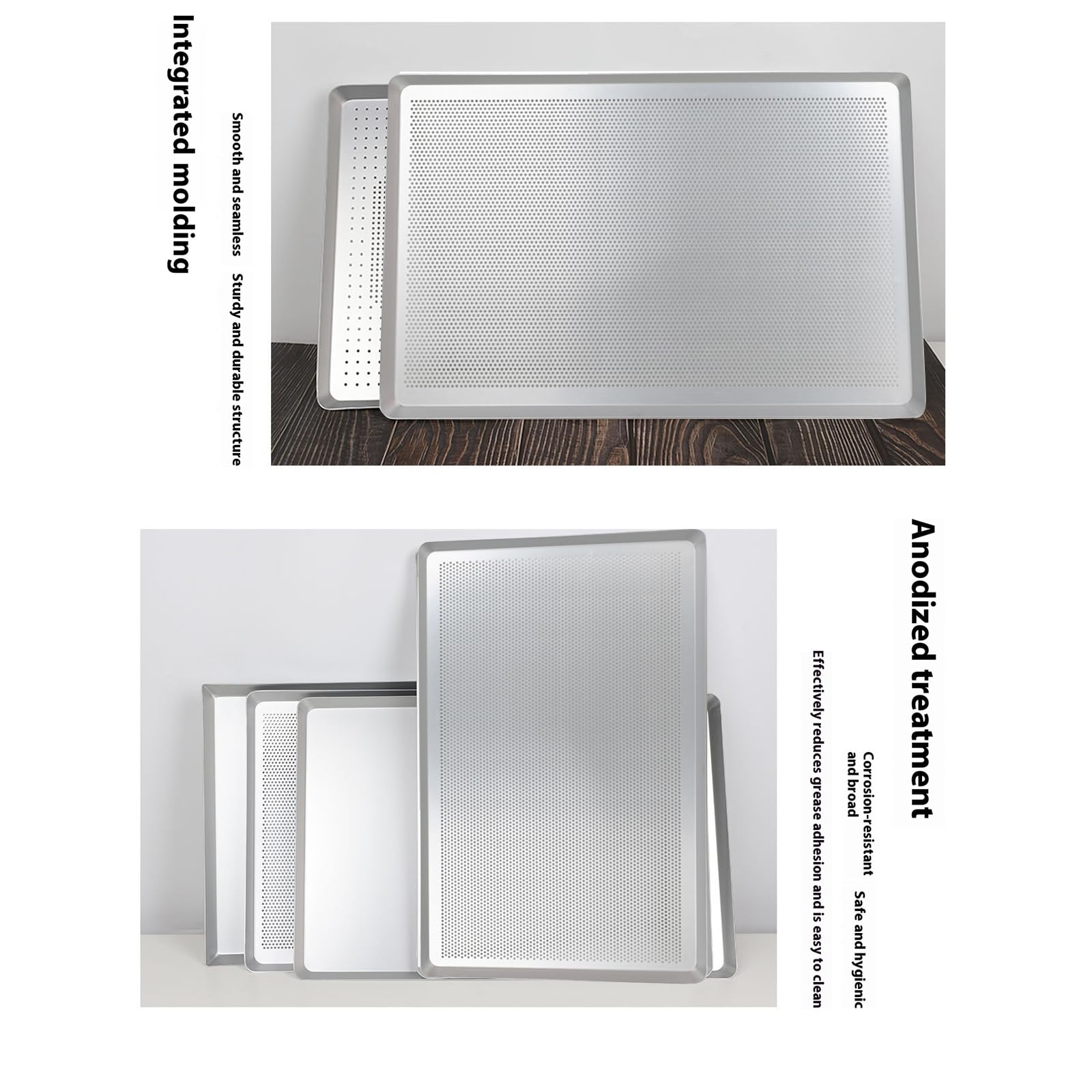 Teglia da forno antiaderente per forno, 60 x 40 cm, resistente, per arrostire e grigliare, con bordi rinforzati anodizzati, teglia antiaderente resistente