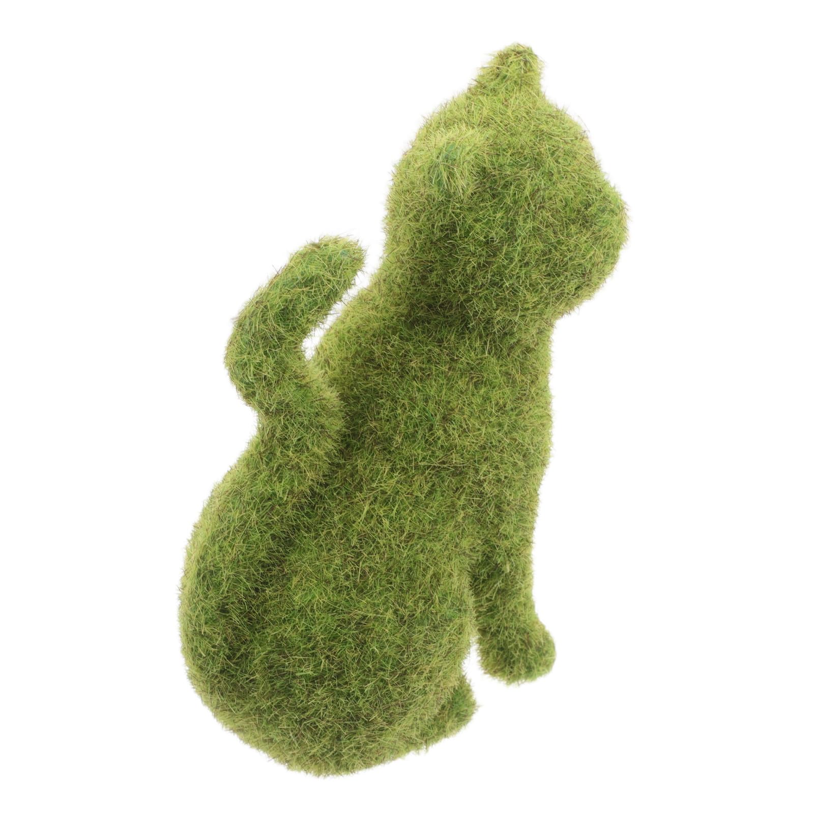 Ornement animal réaliste de chat floqué vert pour aménagement extérieur