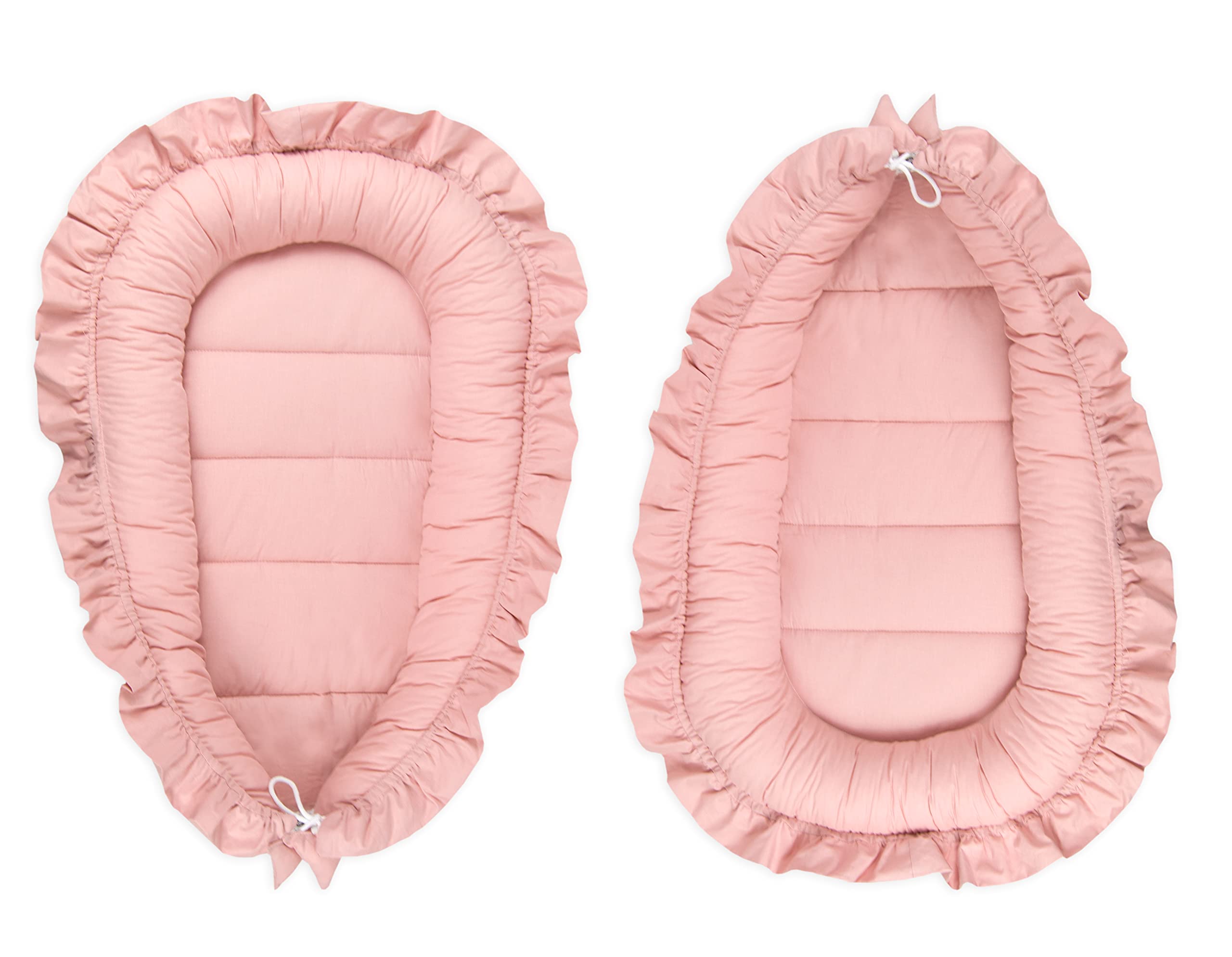 PIMKO Nido de bebé con Volantes Recién Cunas Nido para bebés Reductor de Cuna 100% Algodón babynest (Rosa con Volante)