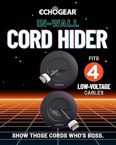 Miniatura 2 de ECHOGEAR Ocultador de cables de TV para TV montada en la pared - Kit de gestión de cables oculta cables de TV - Incluye 2 pasos de cable, soportes
