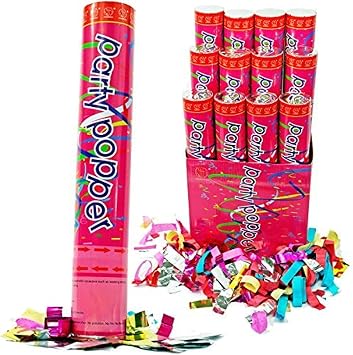 12 Pack Large 12 Inch Confetti Cannons Air Compressed Party Poppers Indoor and Outdoor Safe Perfect For Any Party New Years Eve or Wedding Celebrations Shoot Streamers 10 Foot