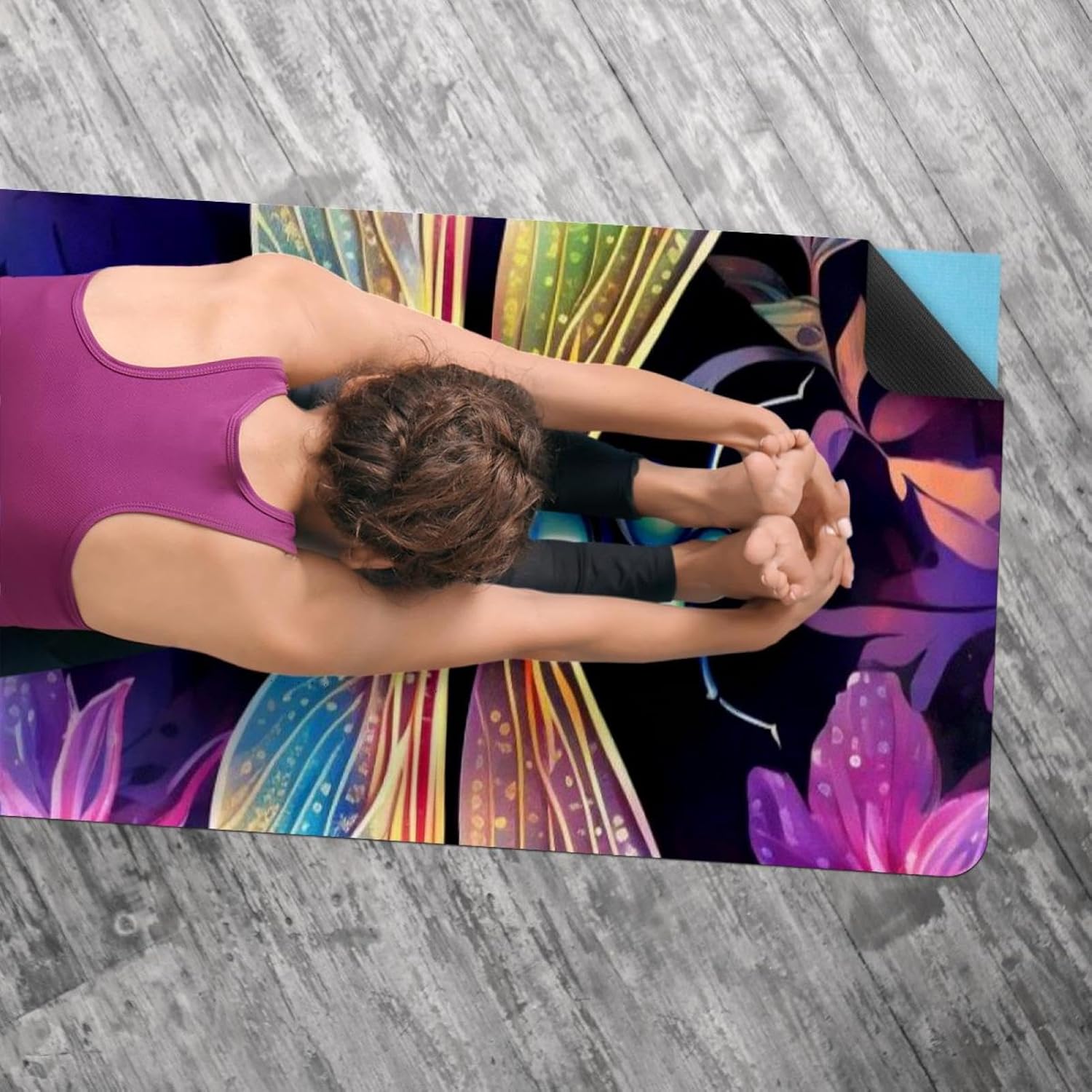 Yoga Towel, Dragonfly Pattern Non Slip Sweat Absorbent Hot Yoga Mat Towel for Hot Yoga, Pilates and Fitness - 72.8" x 26.8"