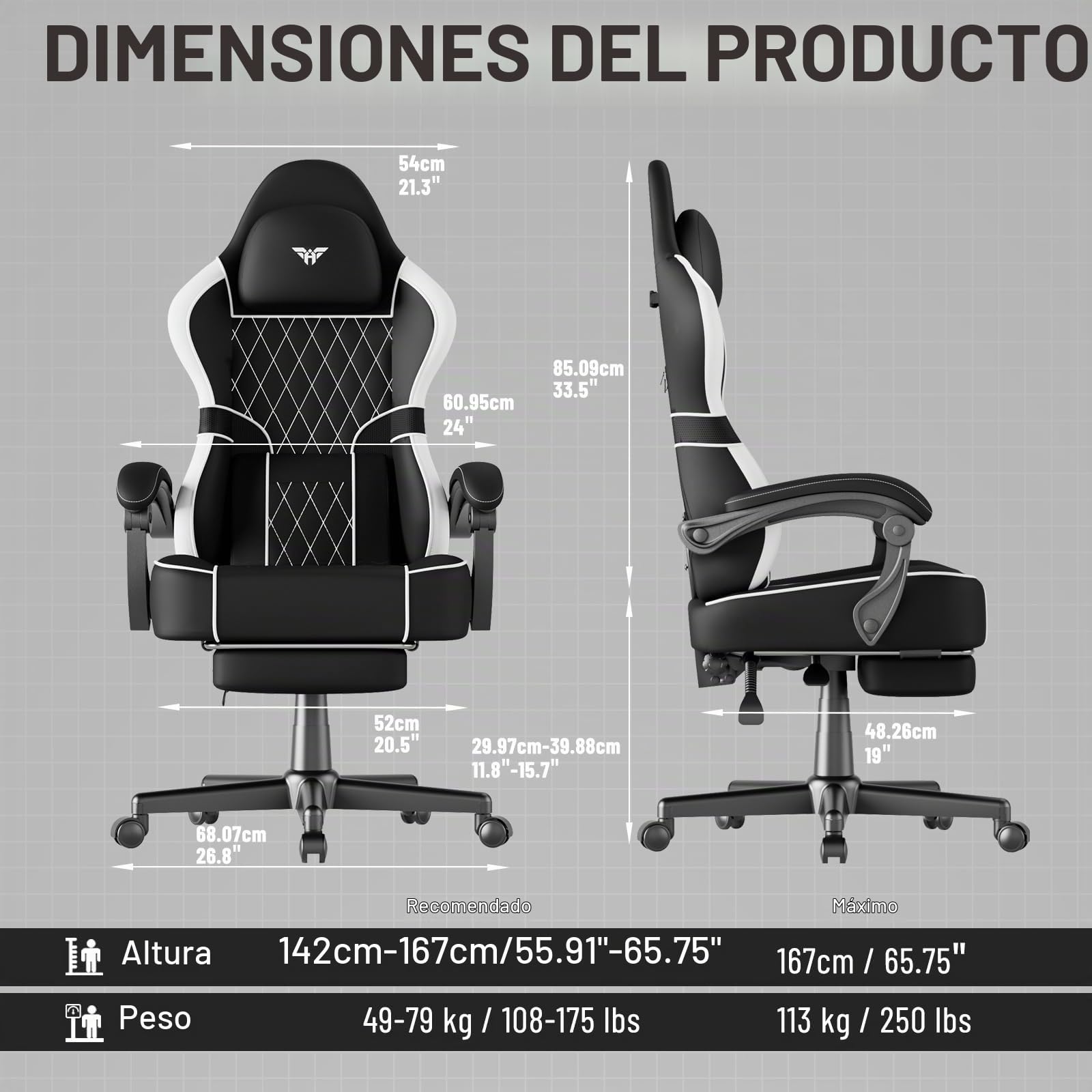 Ferghana Silla Gaming Ergonómica con Masajeador,Silla Gamer en Cuero PVC Transpirable,Soporte Lumbar de Masaje,Reposacabezas,Reposapiés,Silla de Oficina,Silla Ergonómica de PC (Negro,Cuero PVC)