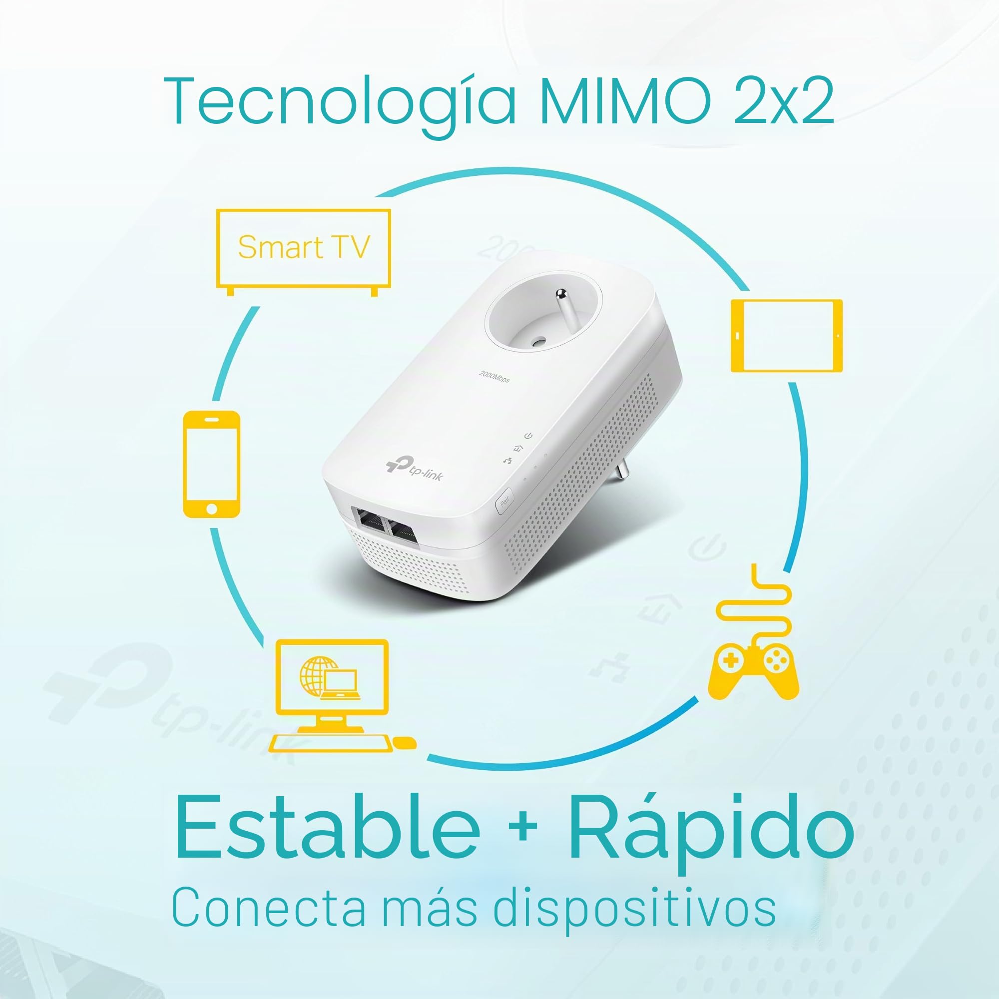 TP-LINK AV2000 - Adaptadores de Red Powerline (FR plug, 2000 Mbit/s Ethernet, 2 piezas) color blanco