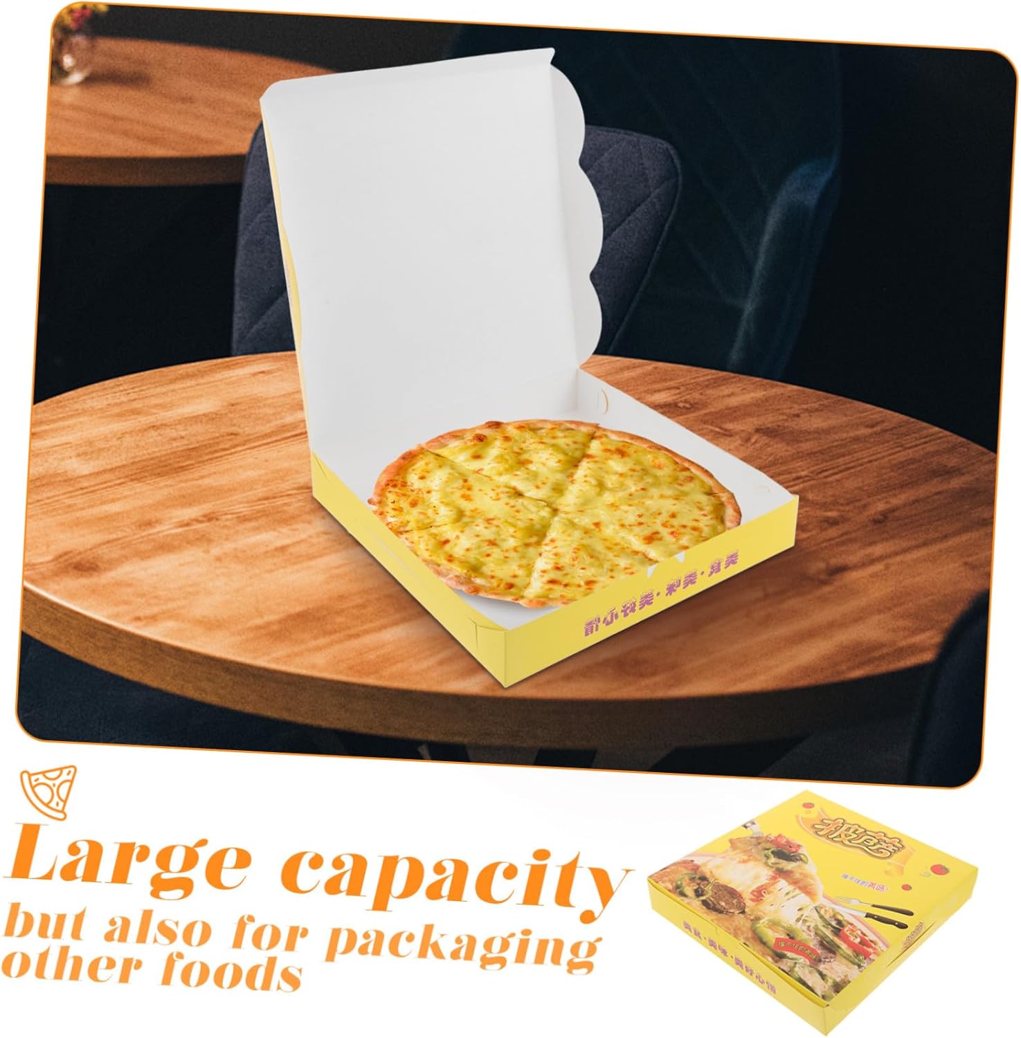 VICASKY 40pcs Small Kraft Cardboard Pizza Boxes Flat Handheld Pizza Packaging Containers for Takeout and Party Use