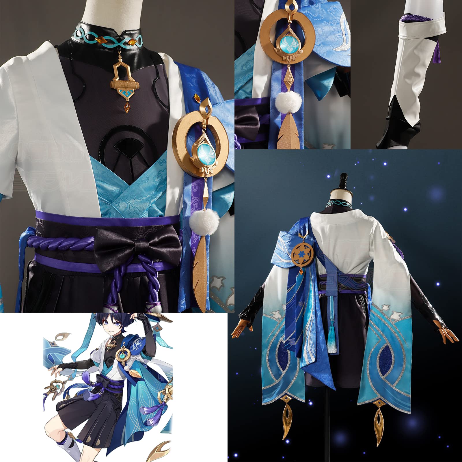 原神 スカラマシュ 散兵　コスプレ衣装 フルセット ウィッグ付き　size M Amazon | コスプレ衣装 ウィッグを追加可能 原神 スカラマシュ 放浪者