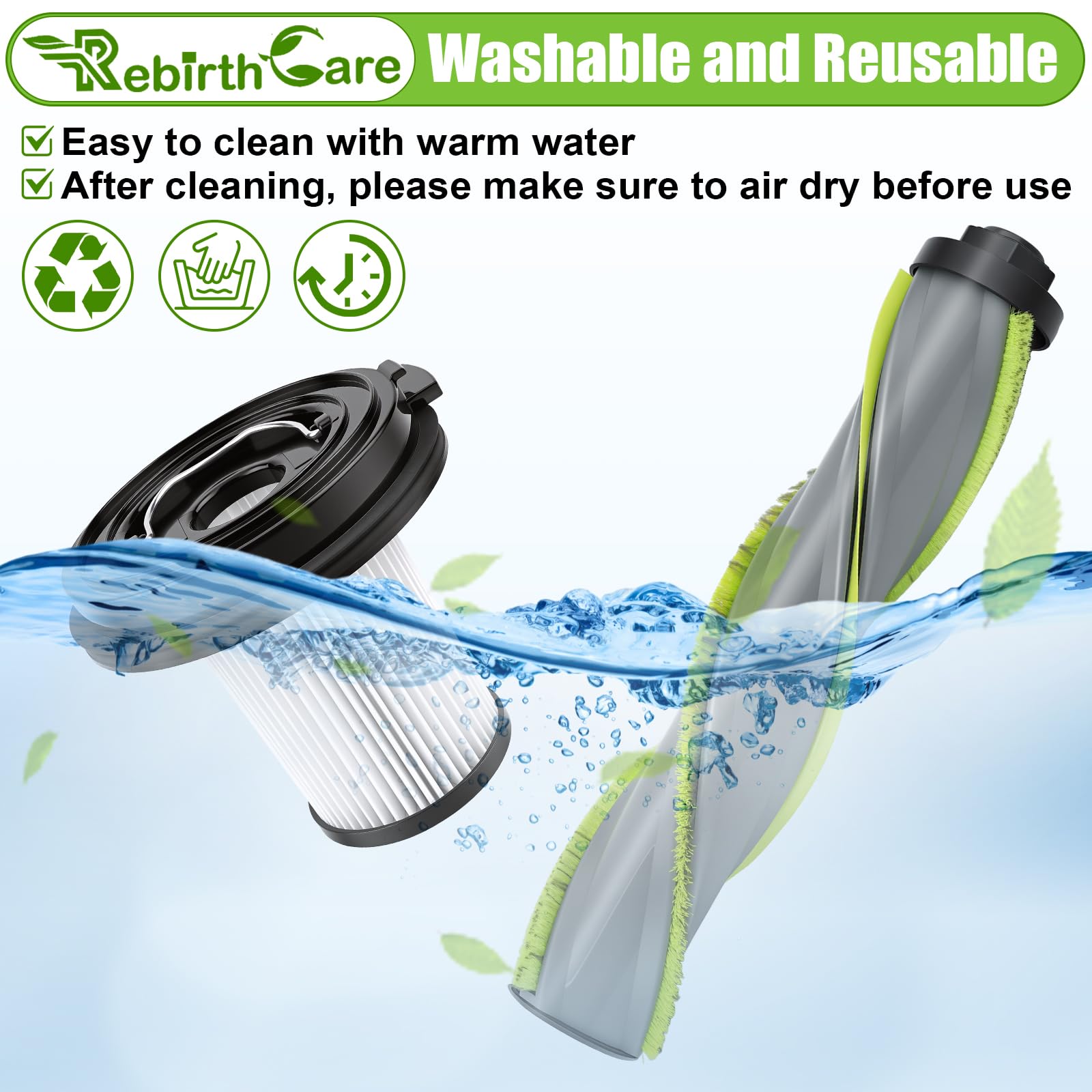 Parti di ricambio compatibili per Bissell CleanView XR Pet 200W / CleanView XR Pet 300w, 1 rotolo di spazzole, 4 filtri