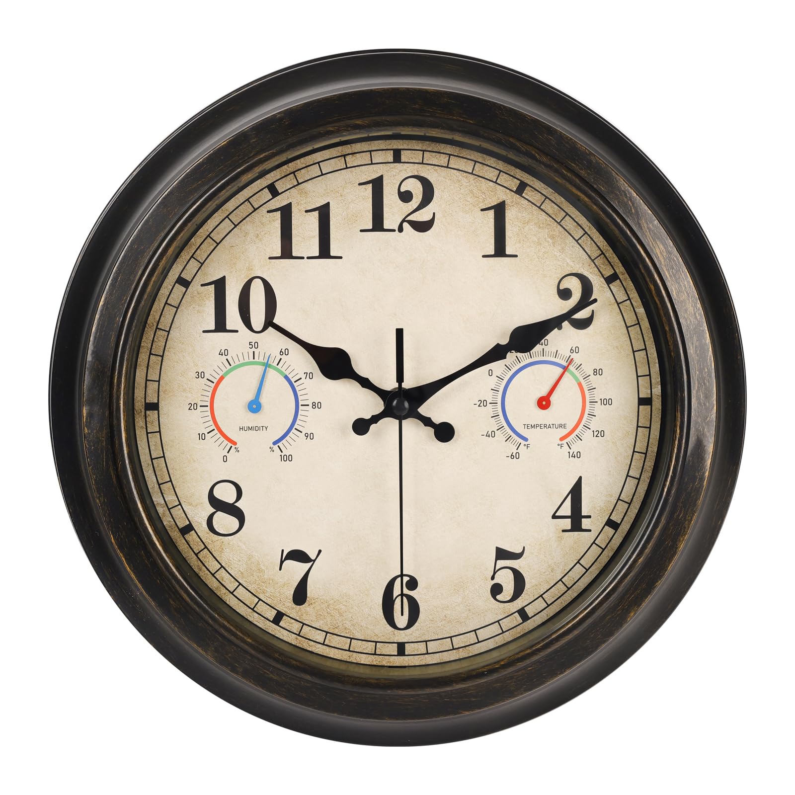 Photo 1 of 12 Inch Outdoor Clock with Thermometer and Hygrometer Combo, Waterproof Indoor Outdoor Wall Clocks for Patio, Pool,Garden Decor- Retro Bronze