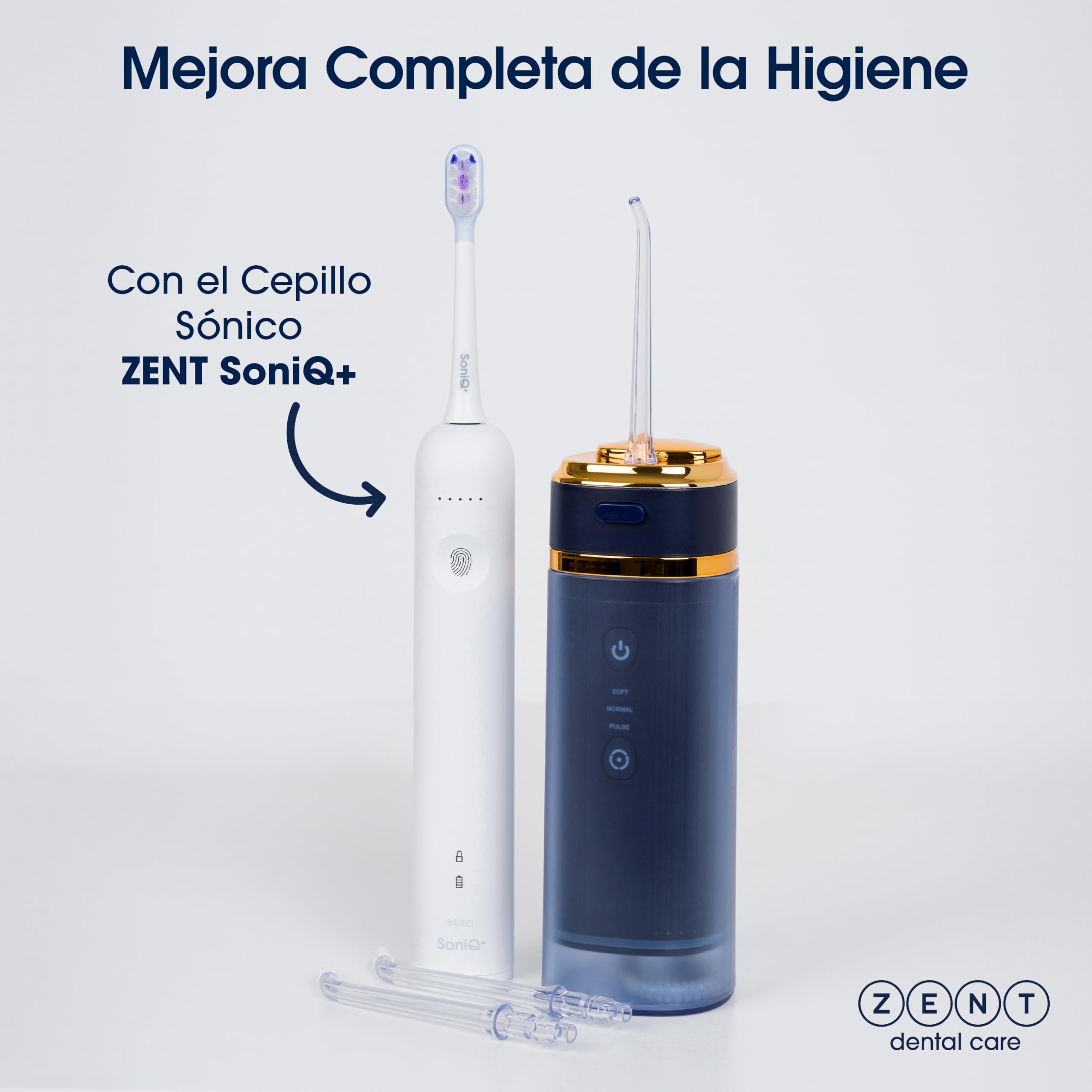ZENT Cepillo de dientes eléctrico 2en1 para dientes sensibles | Cepillo sonico dental con movimiento rotativo de 60°, 5 modos de funcionamiento, IPX7 Impermeable, Cargador por inducción