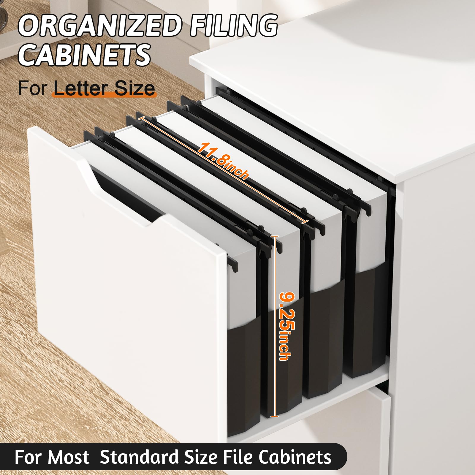 Lot de 12 dossiers suspendus en plastique de grande capacité, format lettre, renforcés, design extensible sur les côtés, extension robuste de 5,1 cm, organiseur suspendu conçu pour les fichiers