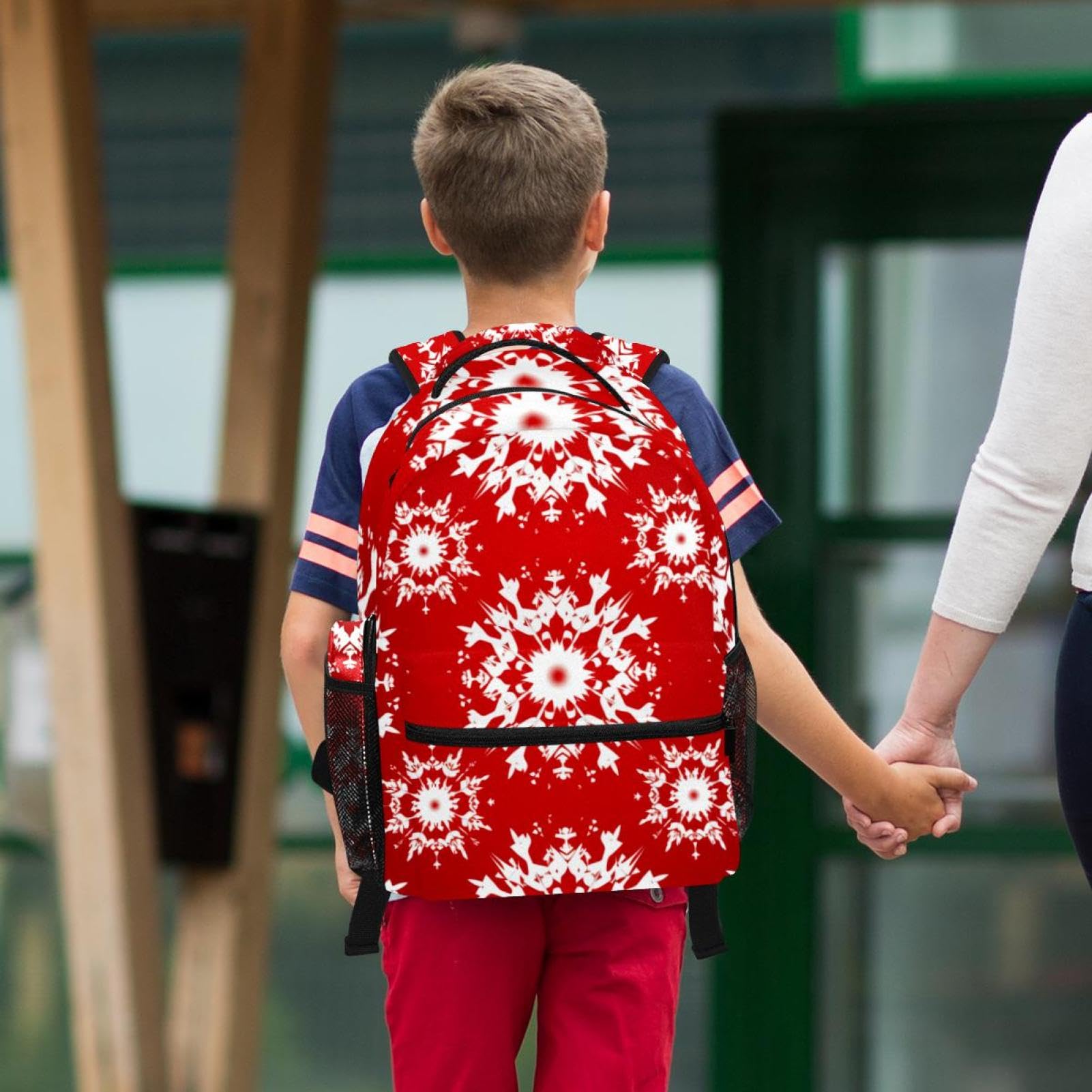 Świąteczny płatek śniegu Stay on Trend dzięki temu 2-częściowemu zestawowi tornistra dla dzieci, idealny dla chłopców, dziewcząt i nastolatków