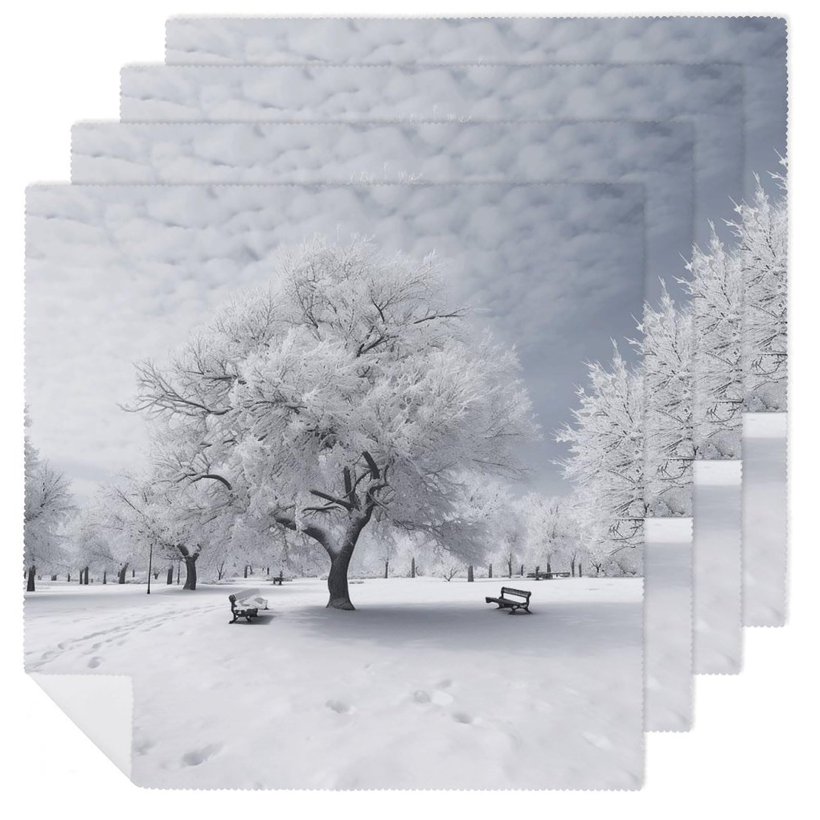 Serviettes de table en tissu lavables blanc 45,7 cm lot de 6 carrées motif