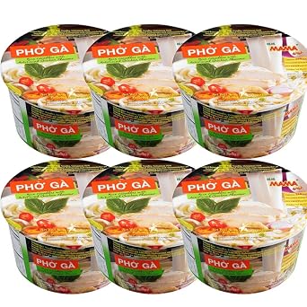 MAMA PHO GA Instant Chicken Flavour Rice Noodle Bowl Noodles Soup 65g 6 Bowls
