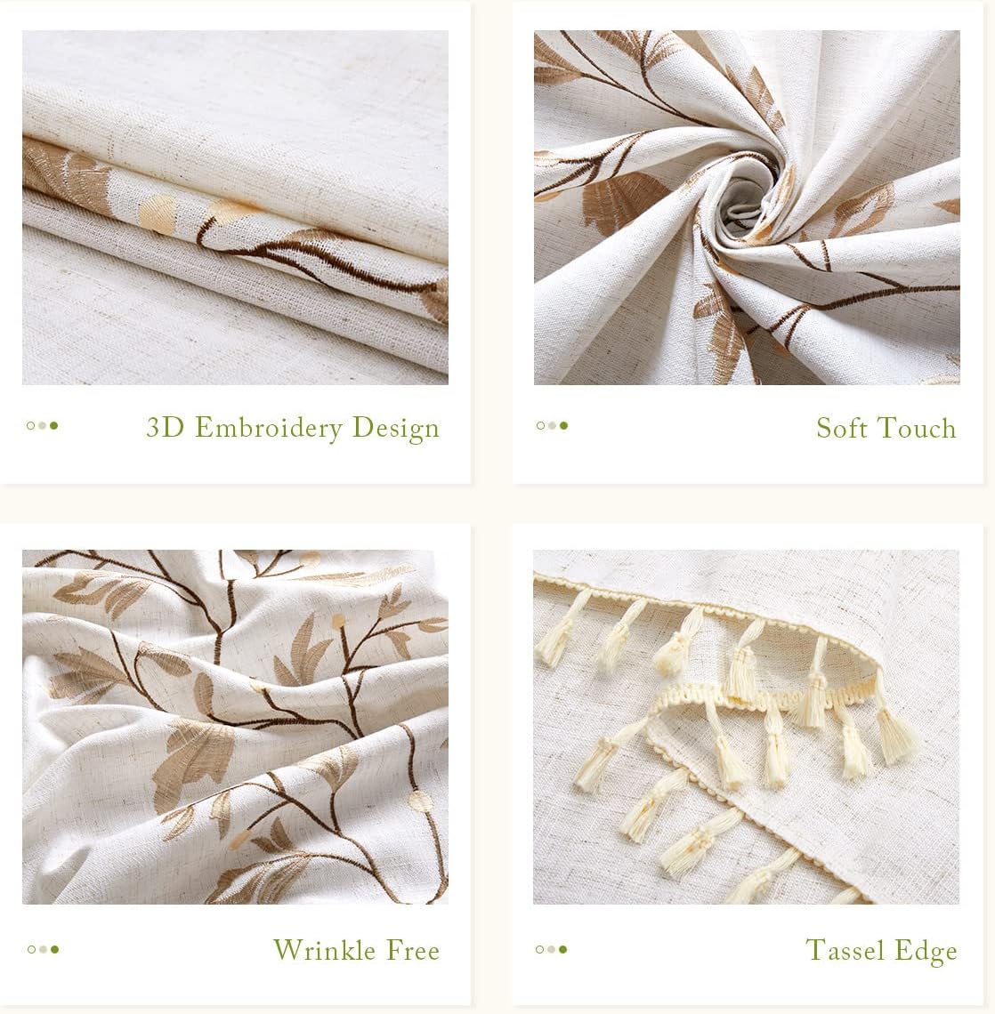 QIANQUHUI Embroidered Tablecloth Rustic Farmhouse Kitchen Table Cloth, Dust Proof Spillproof Soil Resistant Cotton Linen Rectangle Table Cloth (N-Beige, 55x70 inch) - Image 5